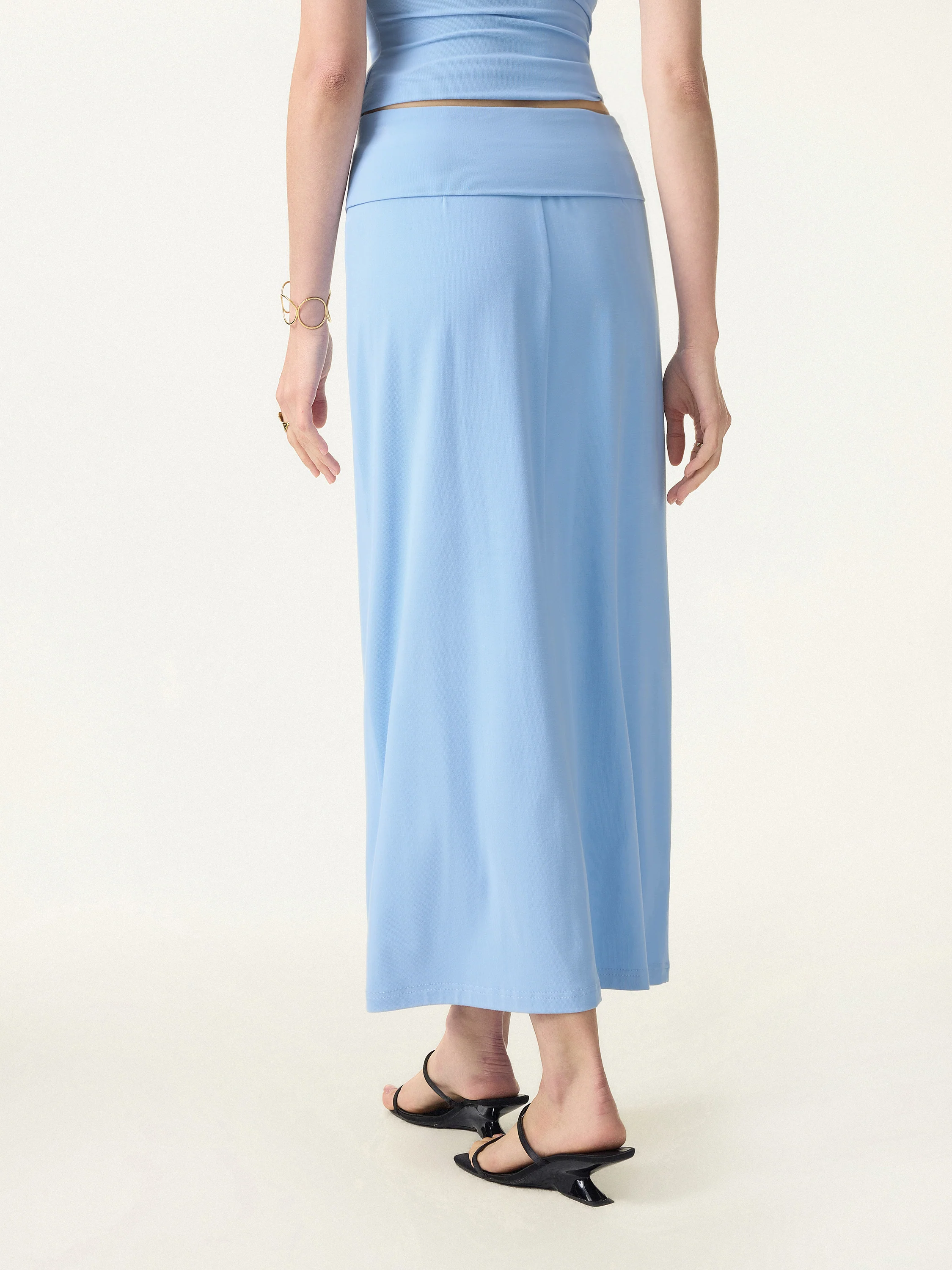 SkinKiss Cooling Fold-Down Waistband Midi Column Skirt - Image 6