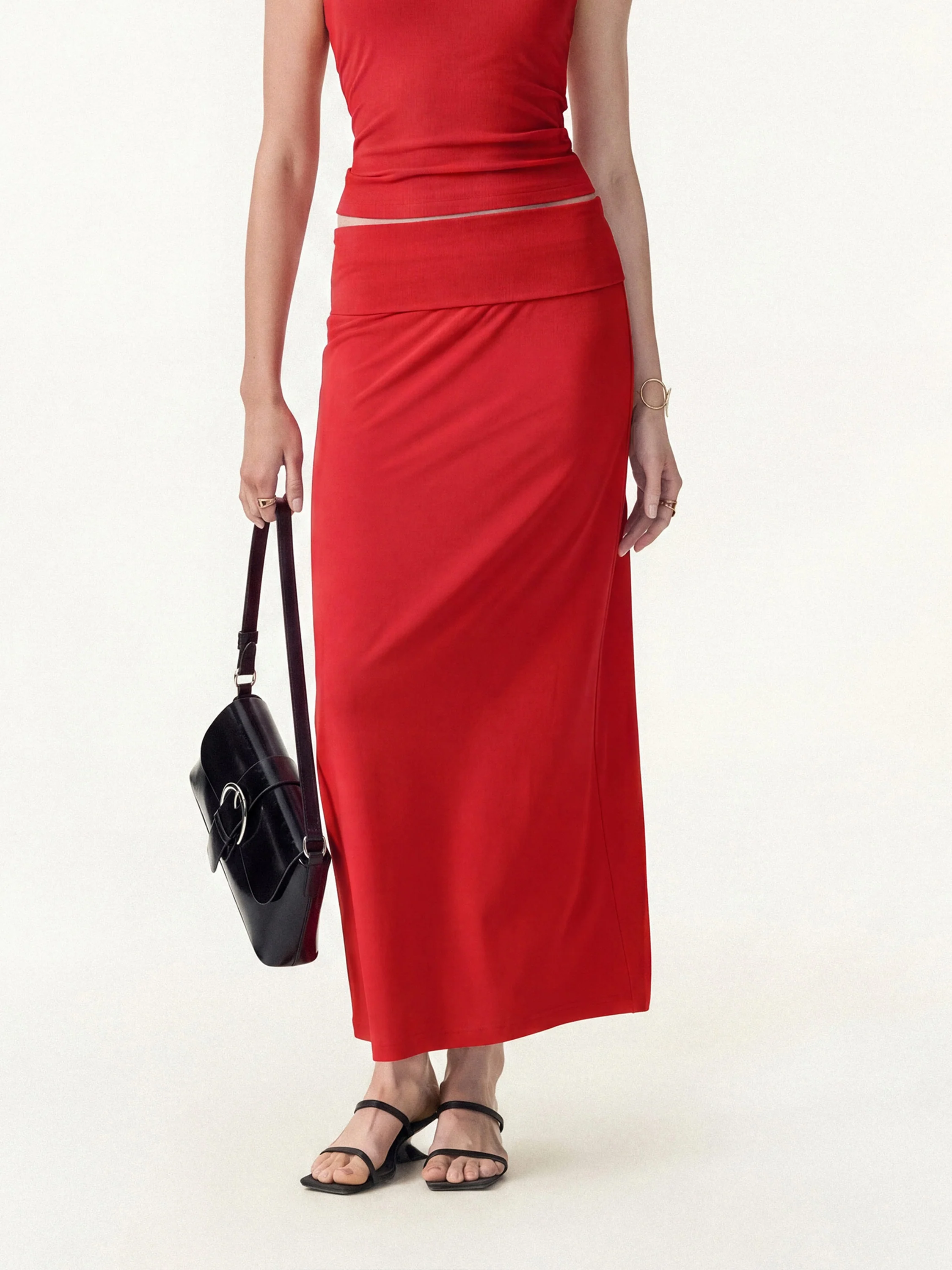 SkinKiss Cooling Fold-Down Waistband Midi Column Skirt - Image 9