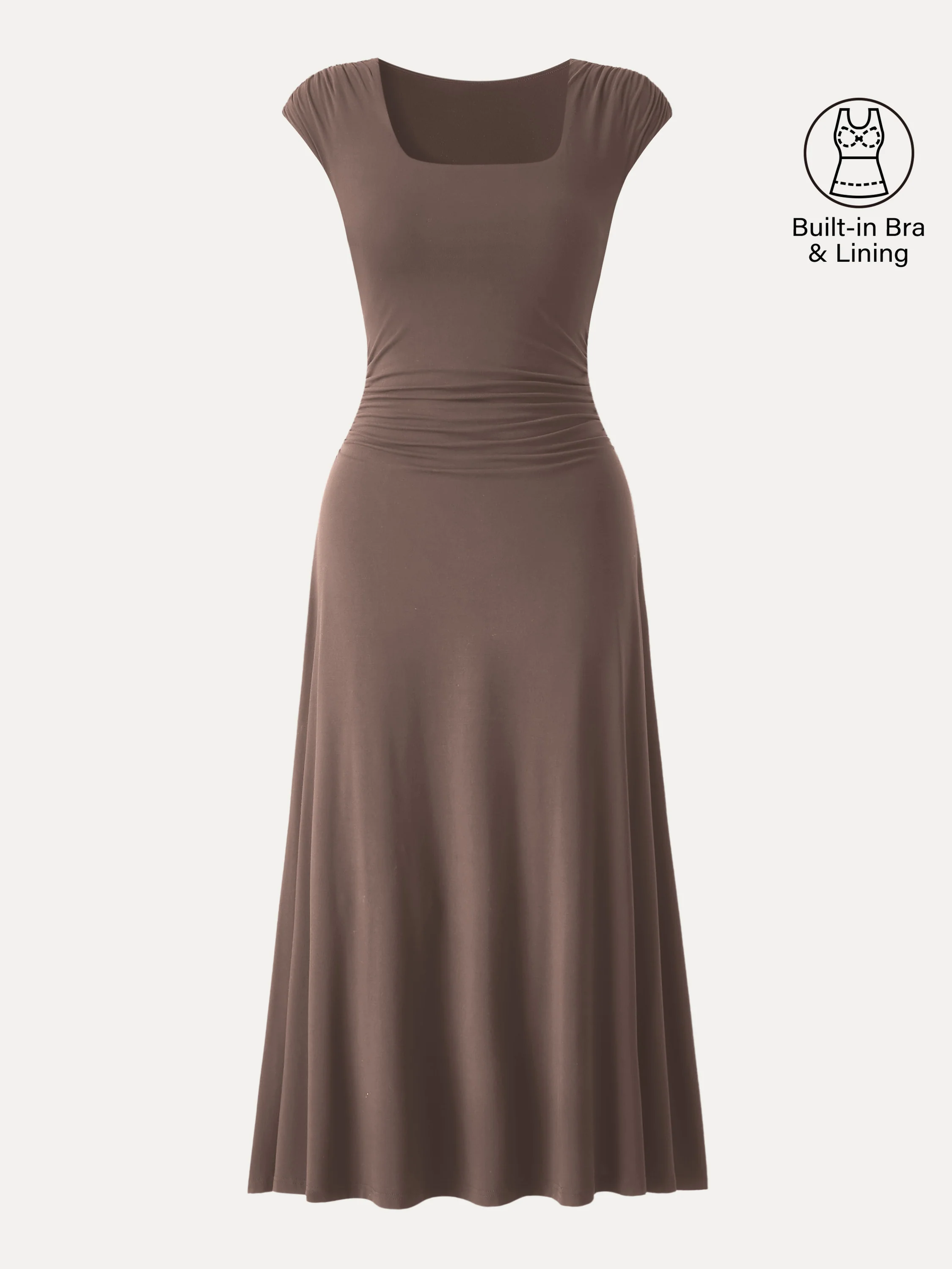 SkinKiss Cooling Square Neck Ruched Midi Bra Dress - Image 10