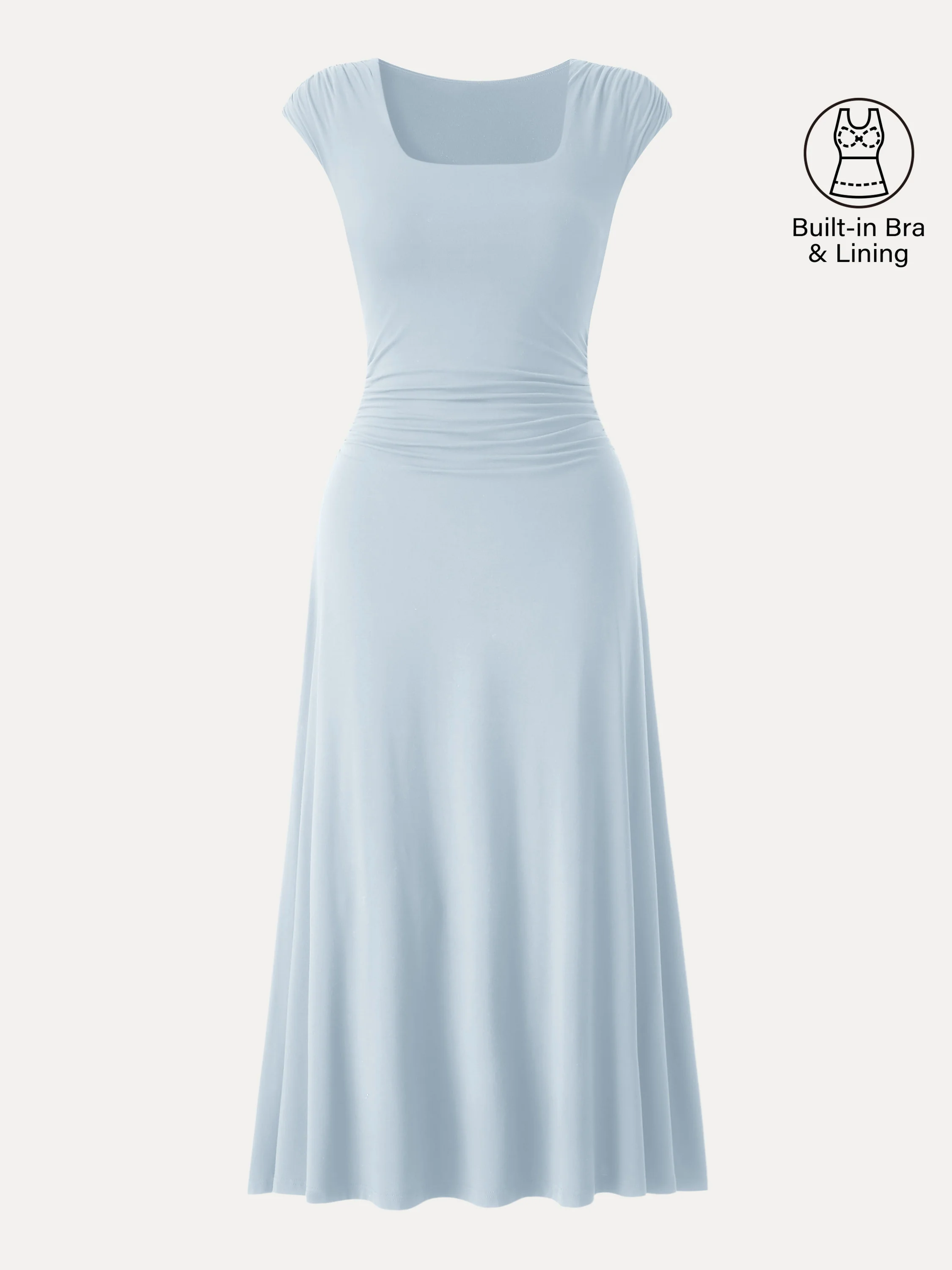 SkinKiss Cooling Square Neck Ruched Midi Bra Dress - Image 12