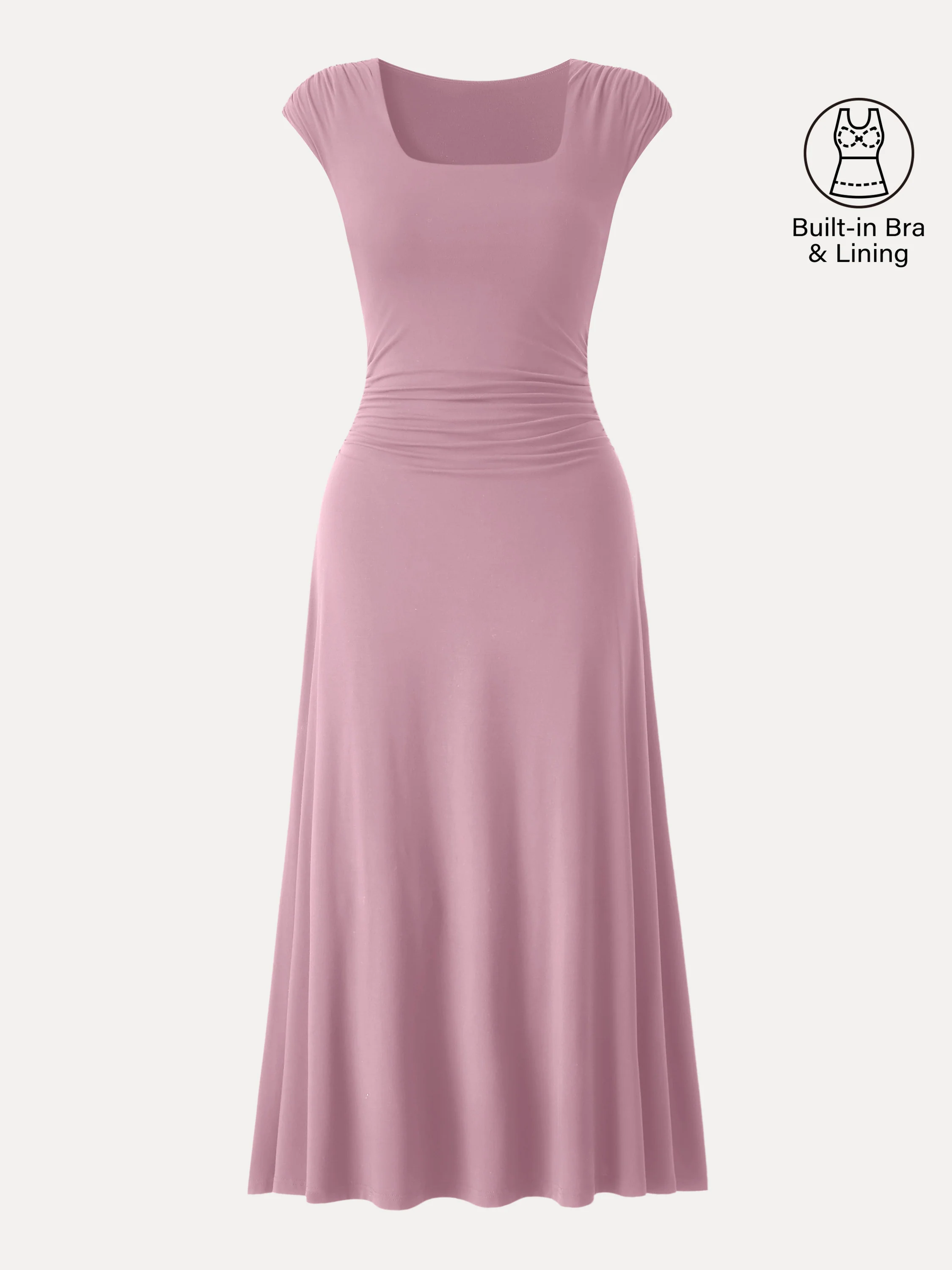 SkinKiss Cooling Square Neck Ruched Midi Bra Dress - Image 14