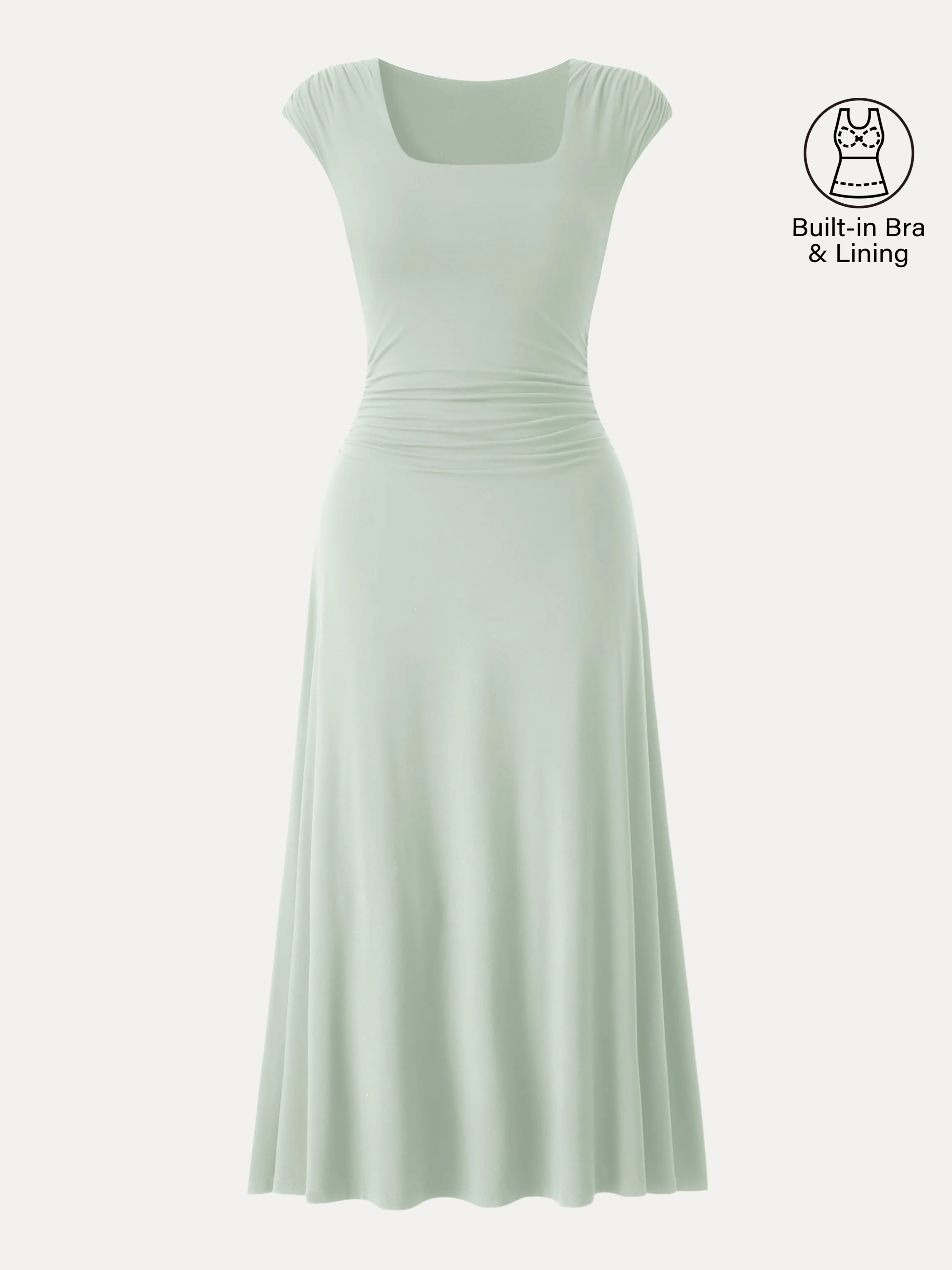 SkinKiss Cooling Square Neck Ruched Midi Bra Dress - Image 16
