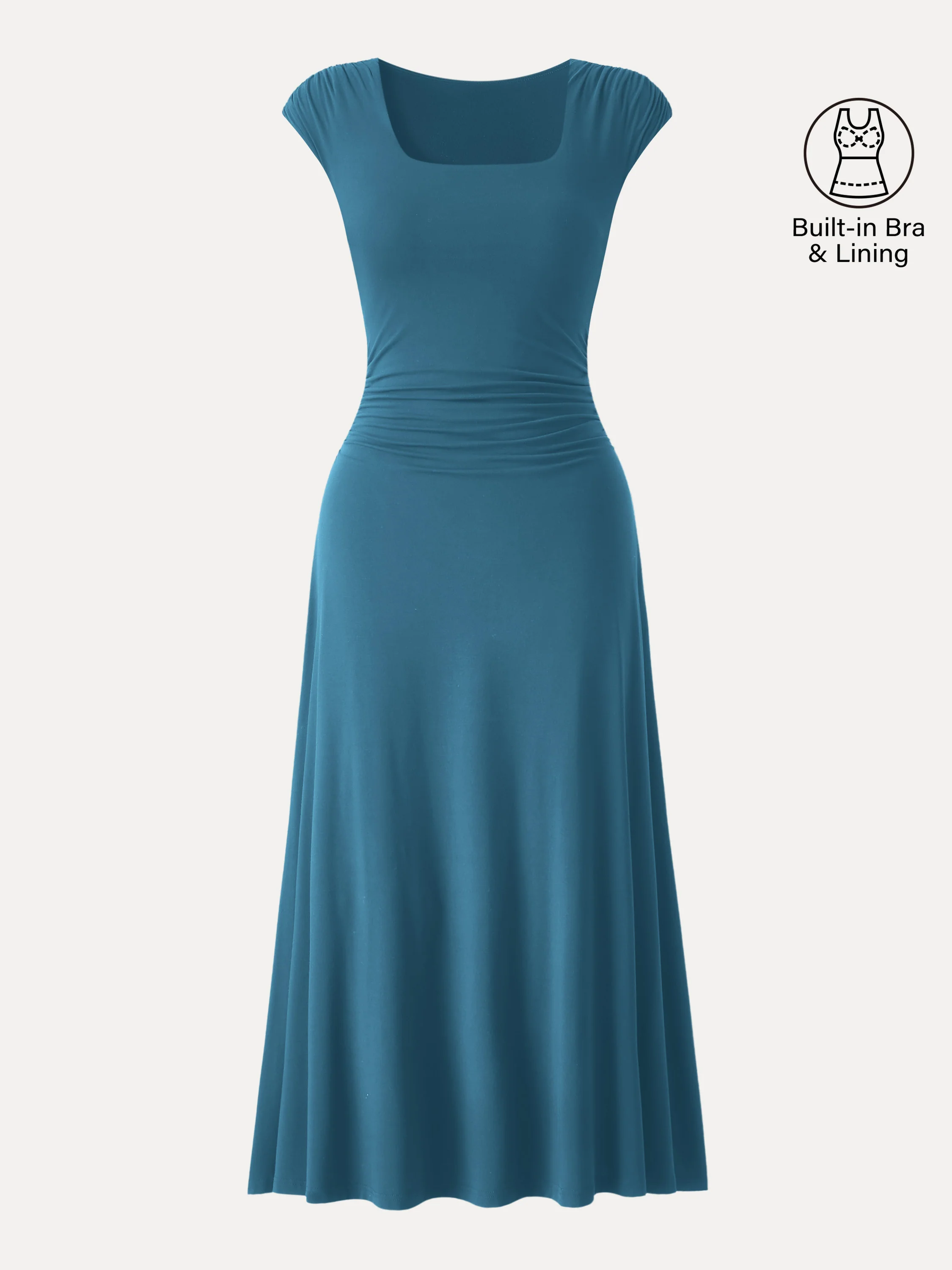 SkinKiss Cooling Square Neck Ruched Midi Bra Dress - Image 19