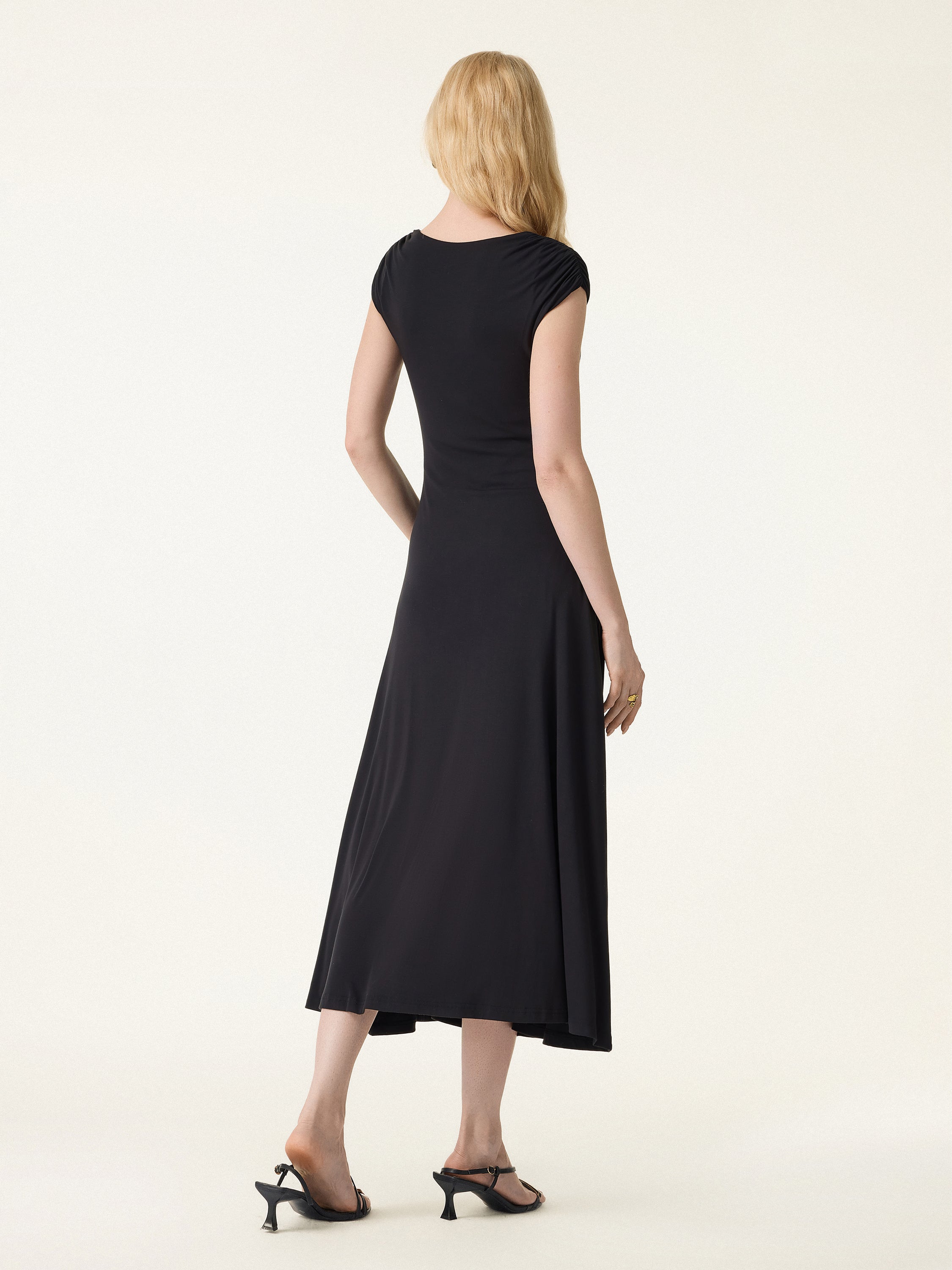 SkinKiss Cooling Square Neck Ruched Midi Bra Dress - Image 6