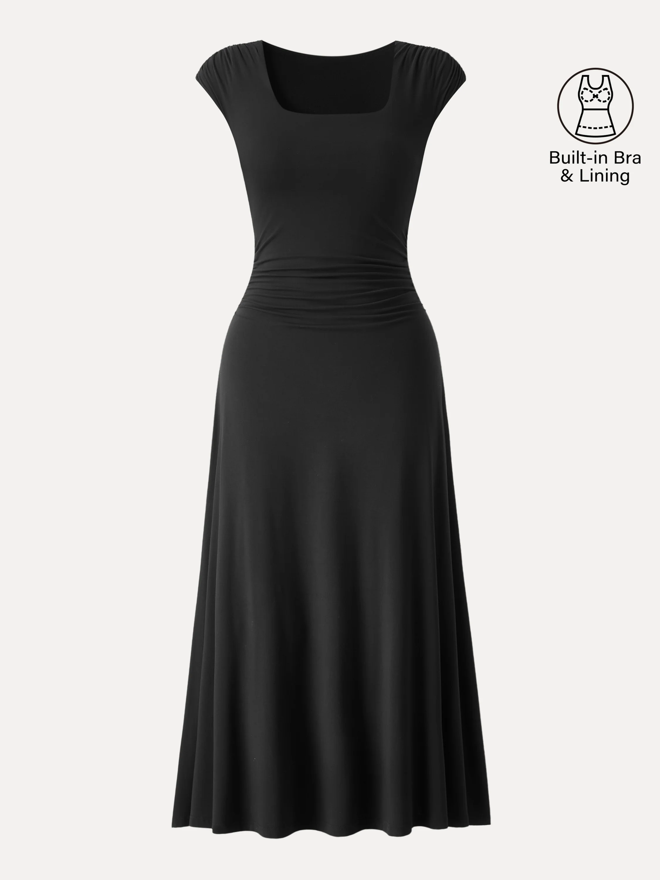 SkinKiss Cooling Square Neck Ruched Midi Bra Dress - Image 8
