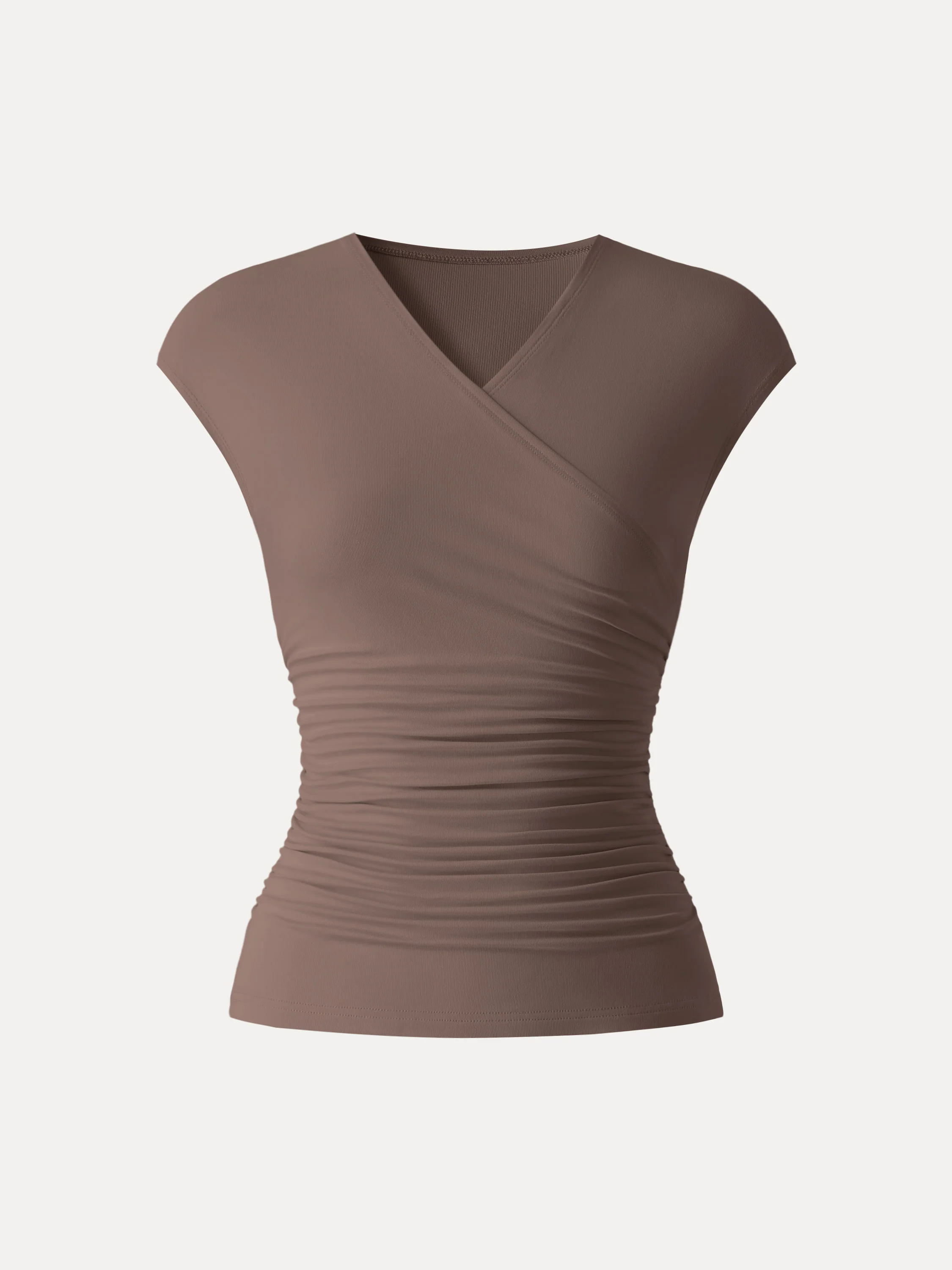 SkinKiss Cooling Surplice Ruched Cap Sleeve Summer Top - Image 4