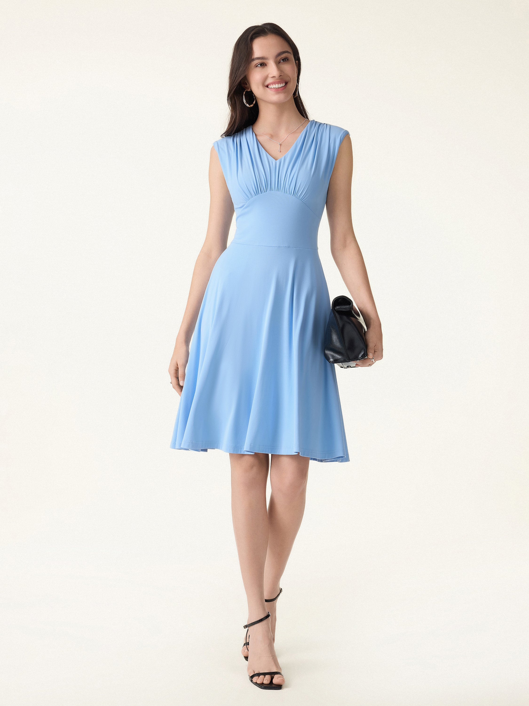 SkinKiss Cooling V-Neck Gathered Bra Dress with Pockets - Image 3