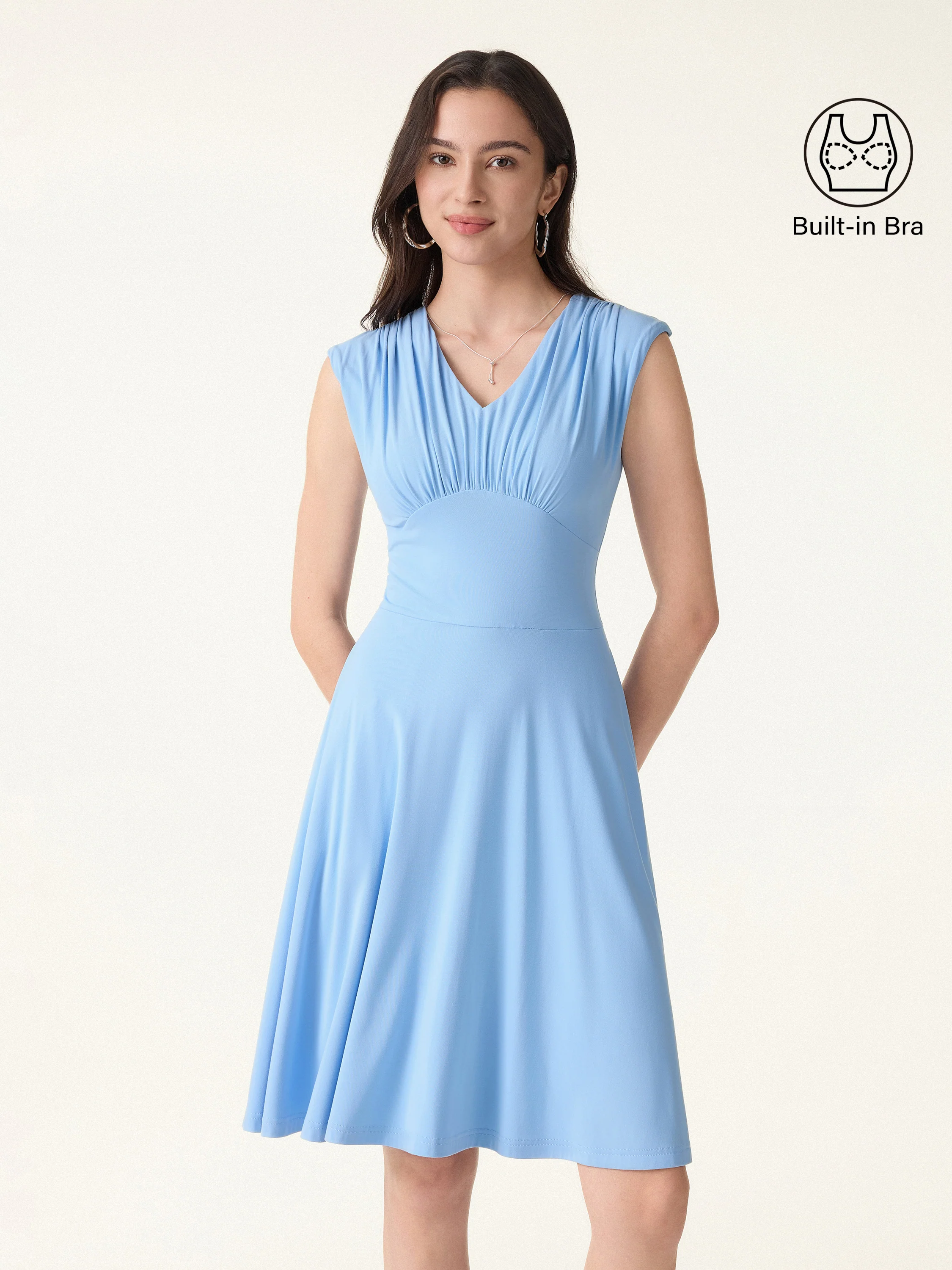 SkinKiss Cooling V-Neck Gathered Bra Dress with Pockets - Image 5