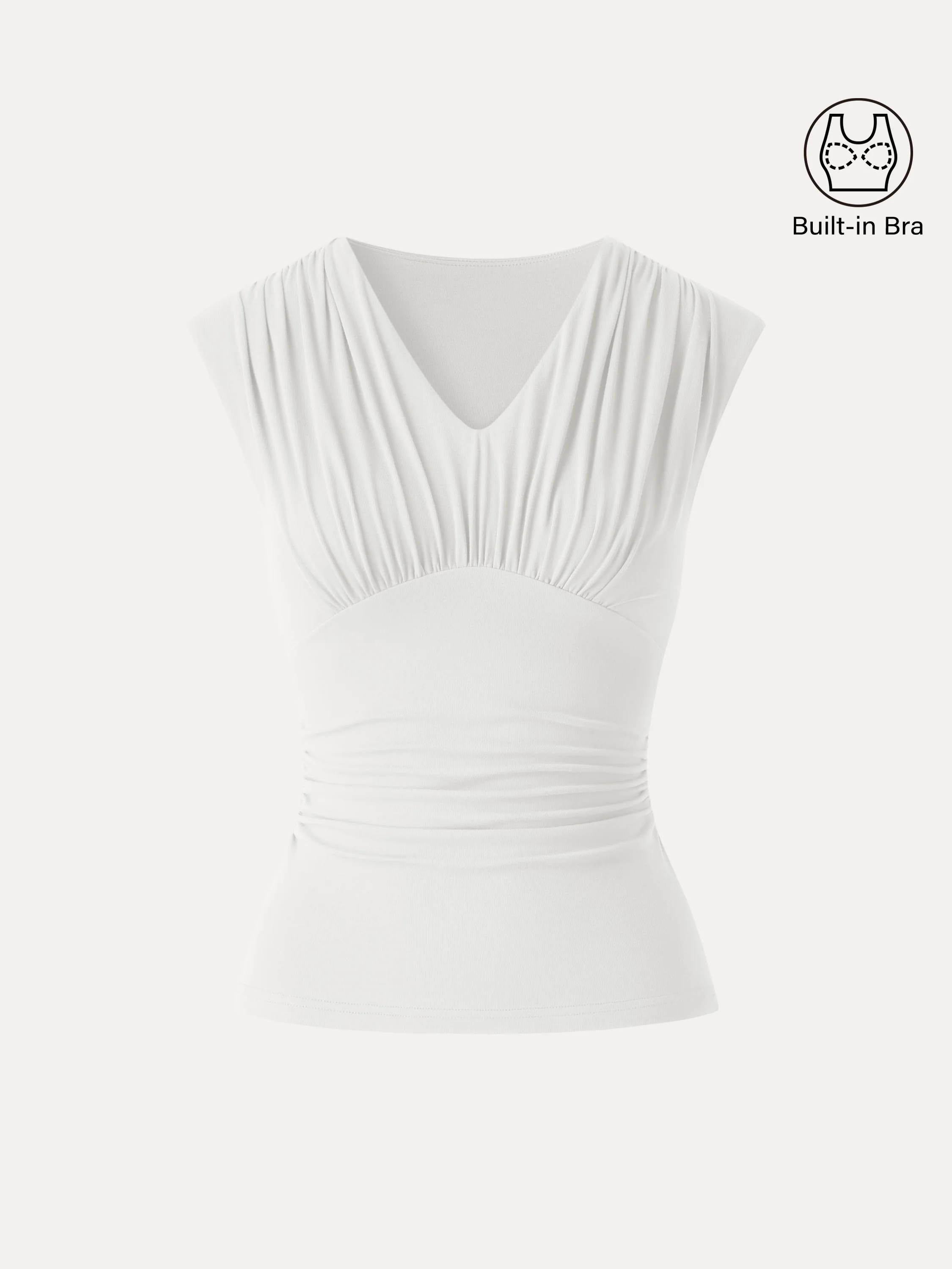 SkinKiss Cooling V-Neck Ruched Wide Shoulder Bra Tank - Image 11