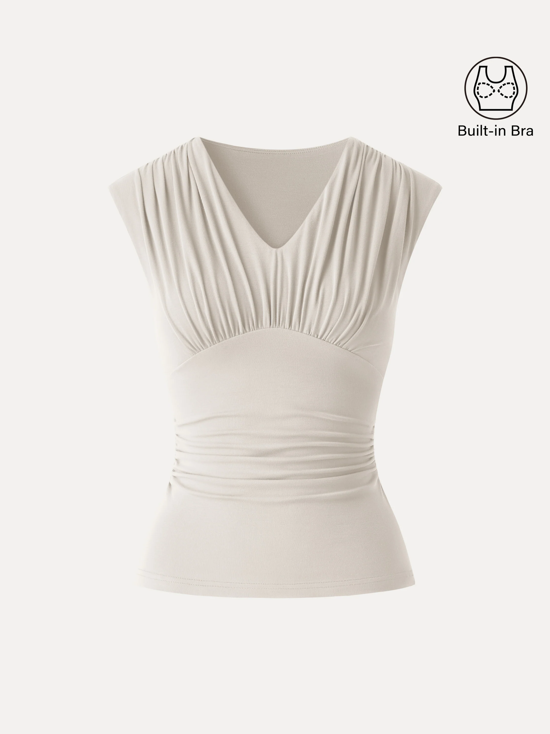 SkinKiss Cooling V-Neck Ruched Wide Shoulder Bra Tank - Image 15