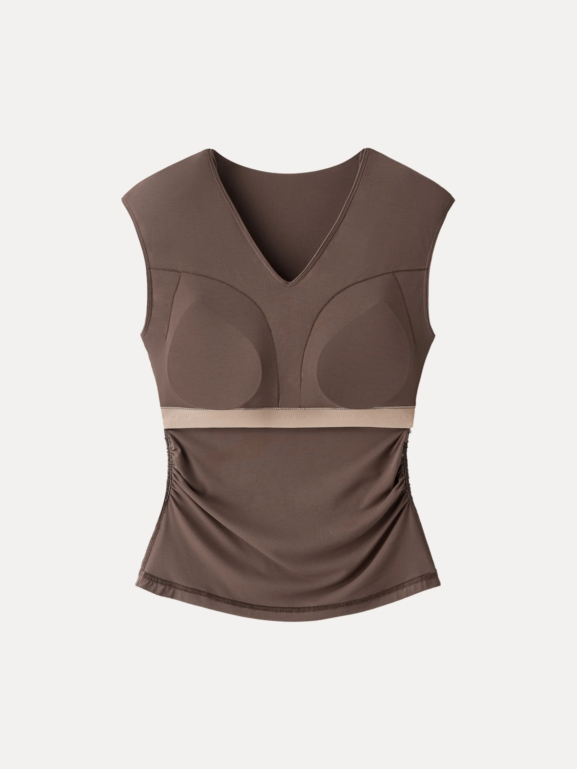SkinKiss Cooling V-Neck Ruched Wide Shoulder Bra Tank - Image 7