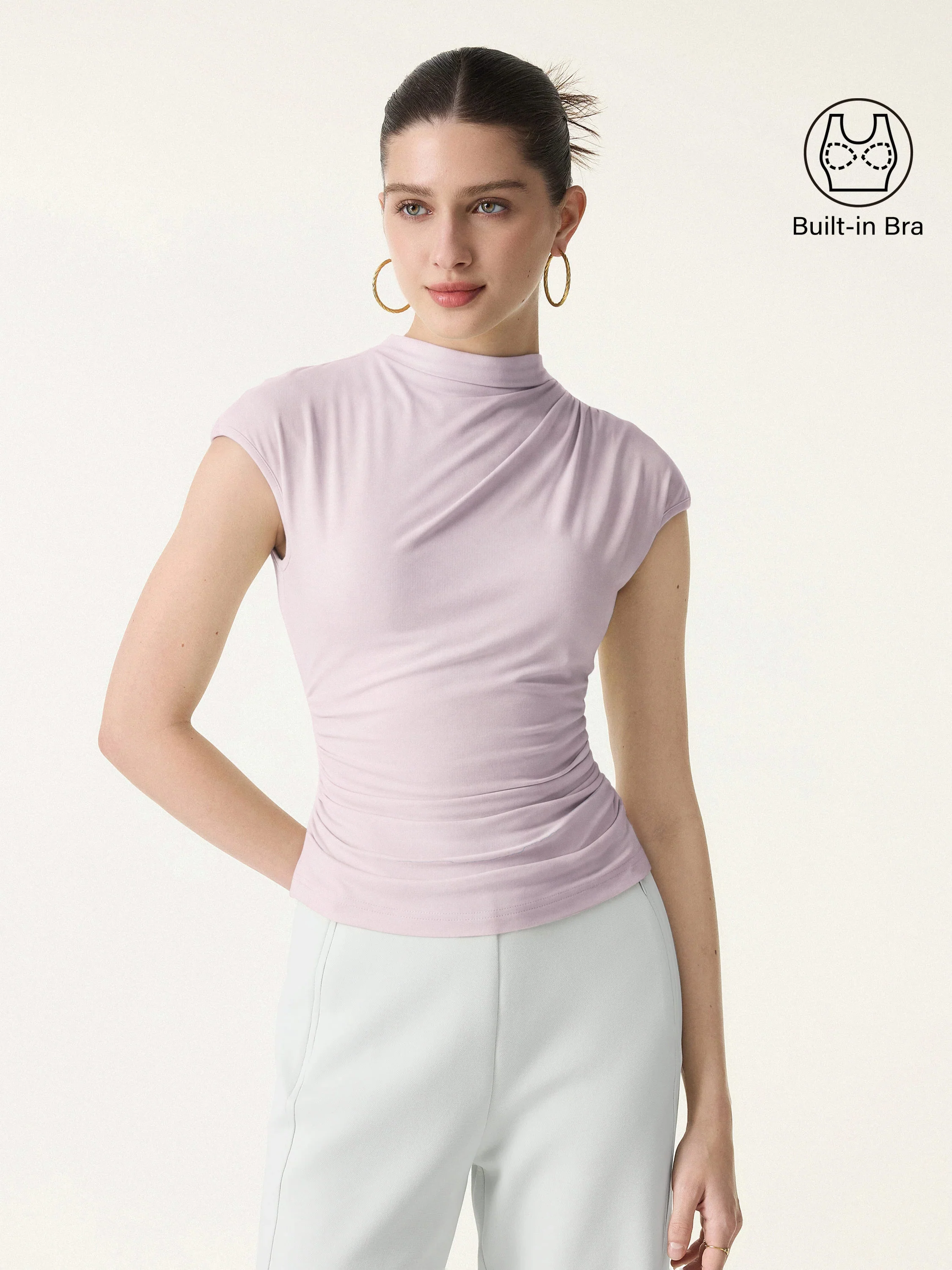 SkinKiss Mockneck Ruched Cropped Bra Top - Image 13