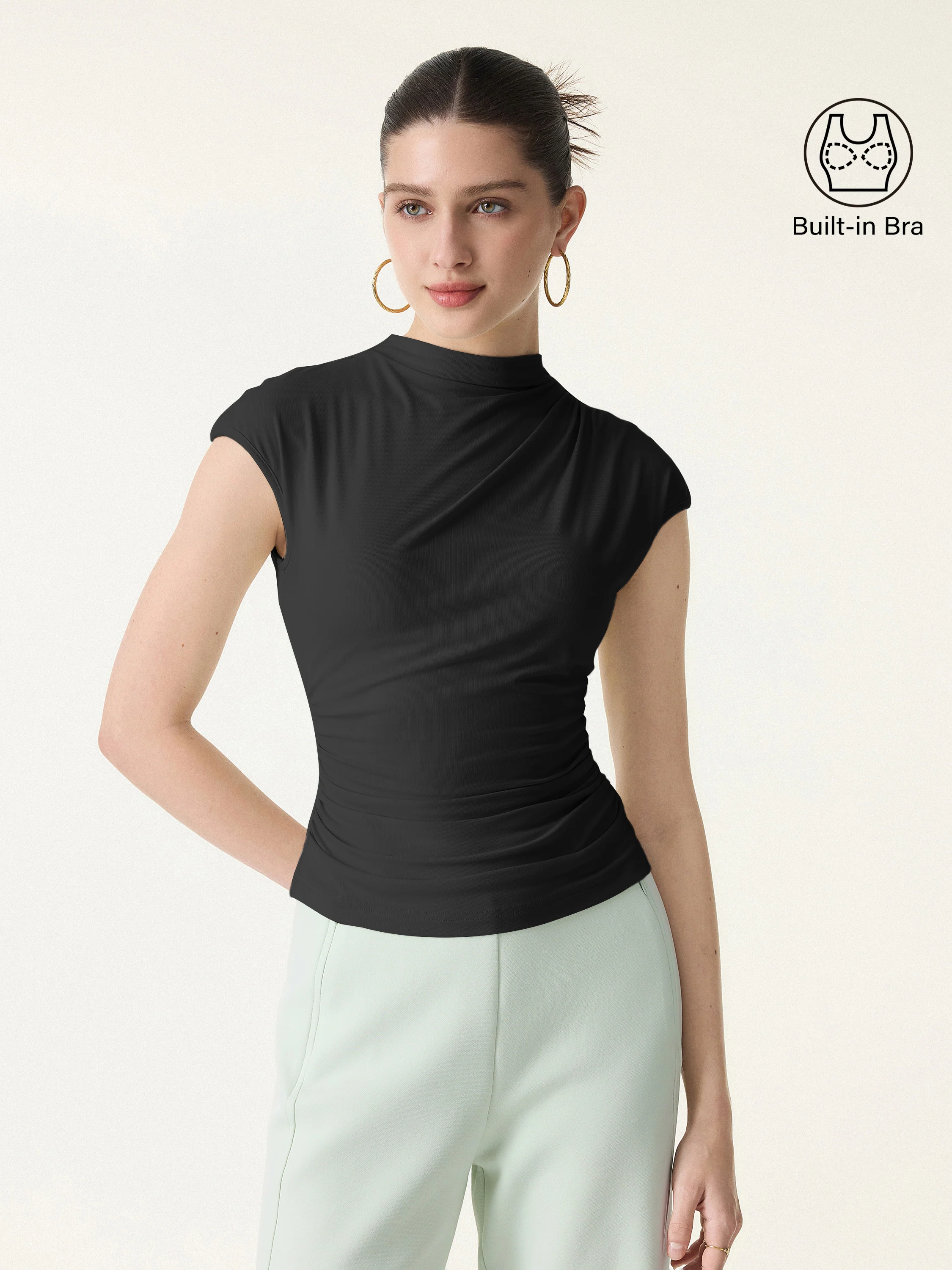 SkinKiss Mockneck Ruched Cropped Bra Top - Image 16