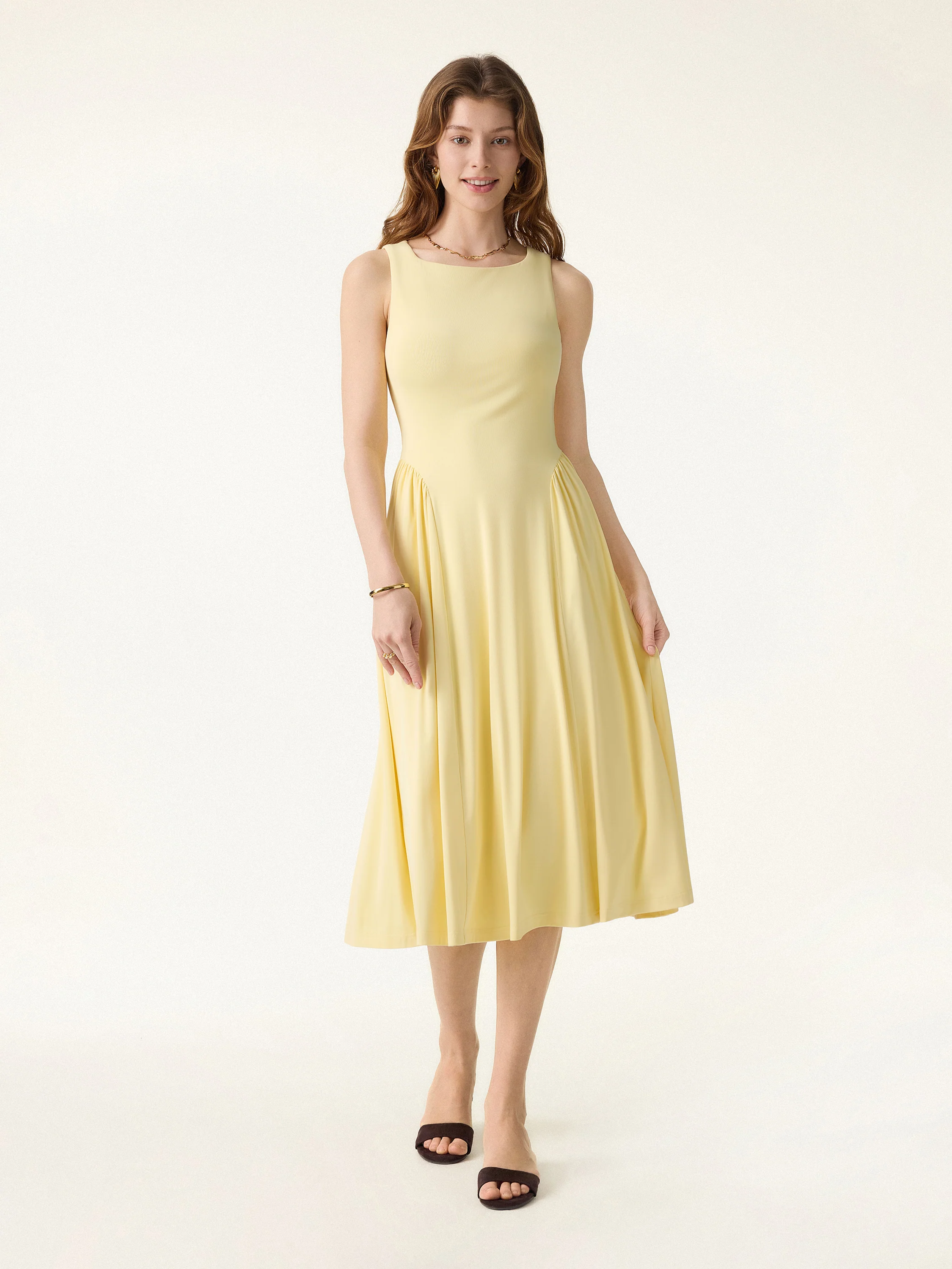 SkinKiss Ruched Fit-and-Flare Midi Bra Dress with Pockets - Image 3