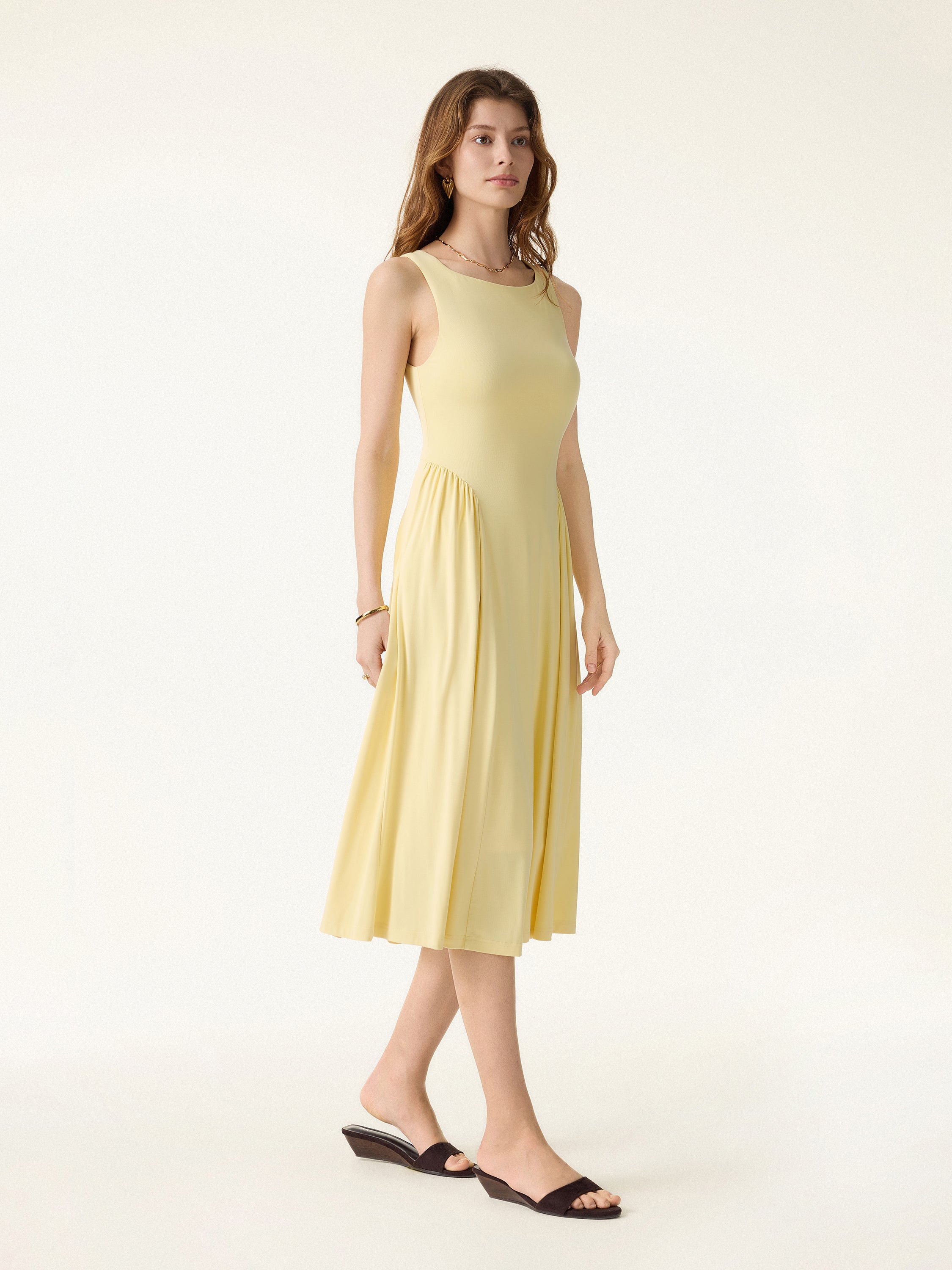 SkinKiss Ruched Fit-and-Flare Midi Bra Dress with Pockets - Image 8