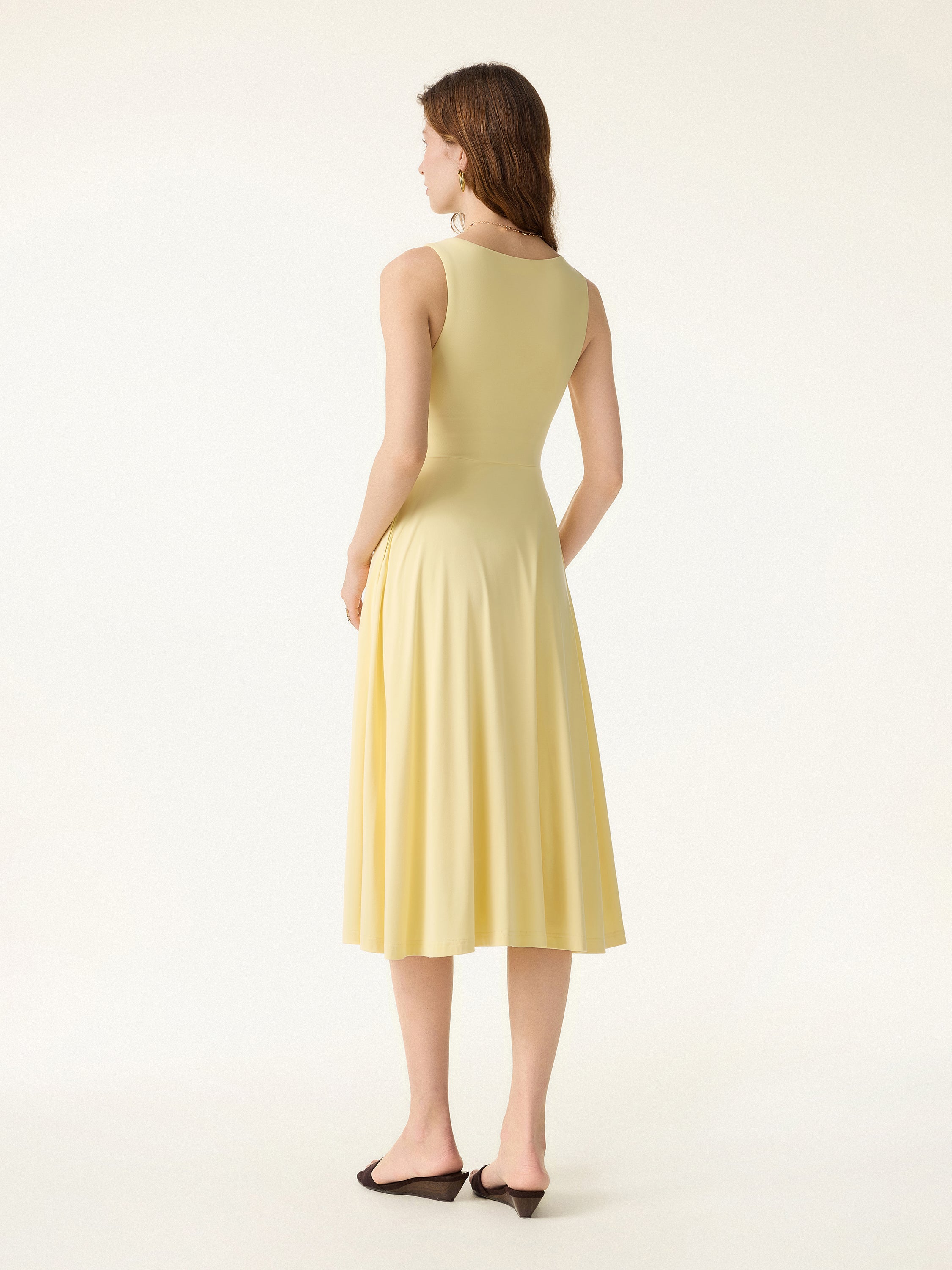 SkinKiss Ruched Fit-and-Flare Midi Bra Dress with Pockets - Image 9