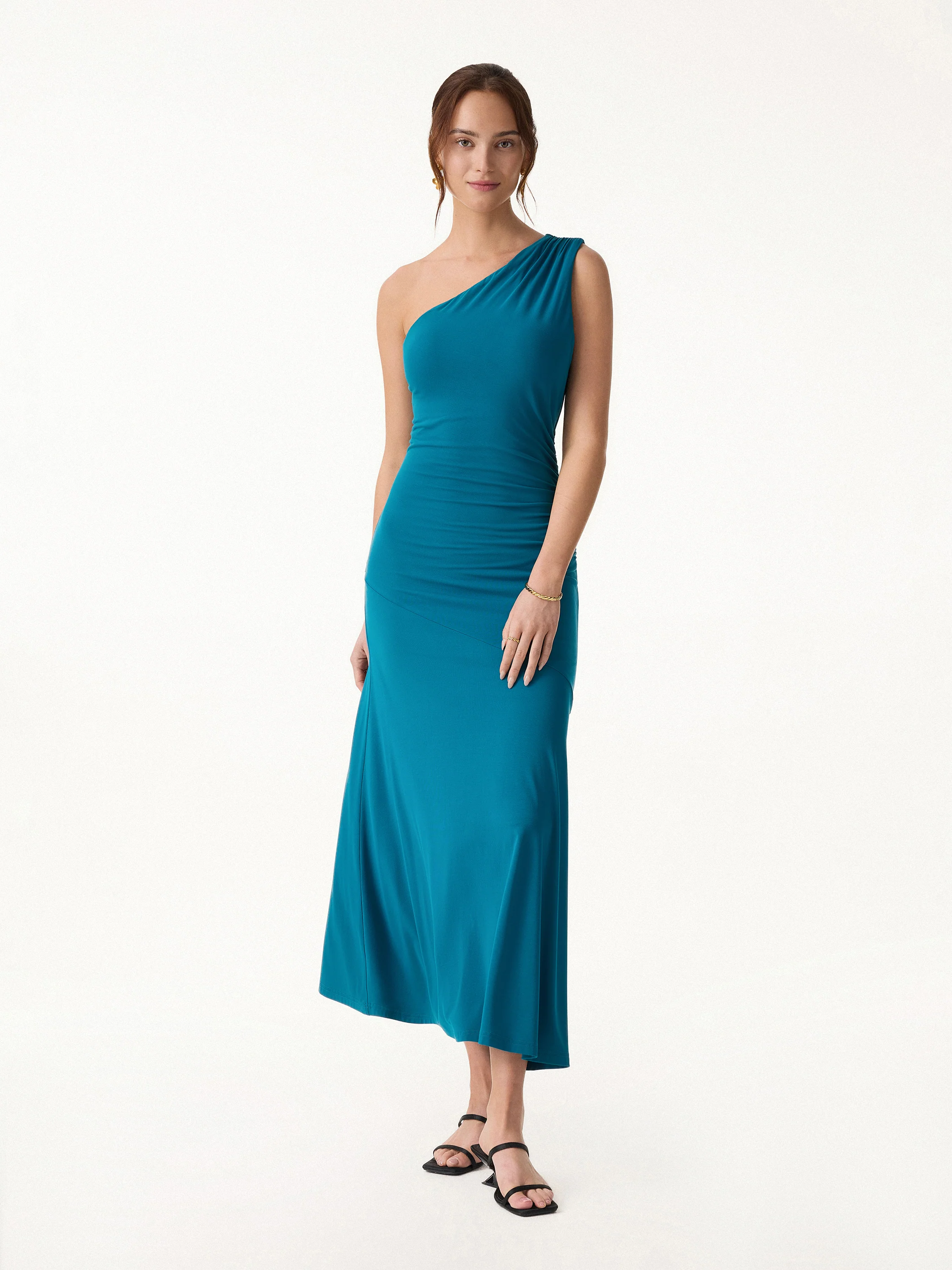 SkinKiss Ruched One Shoulder Maxi Bra Dress - Image 4