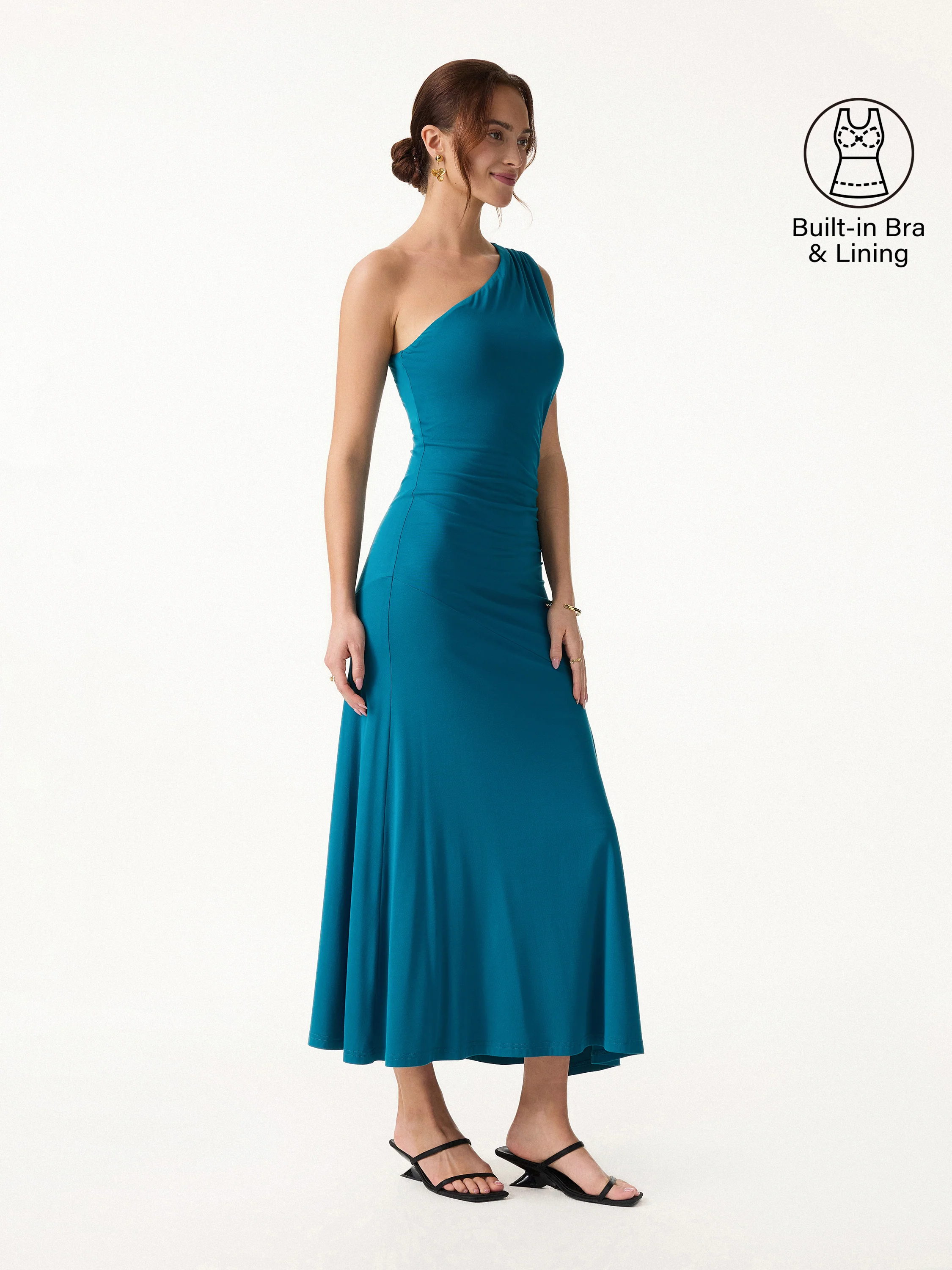 SkinKiss Ruched One Shoulder Maxi Bra Dress - Image 6