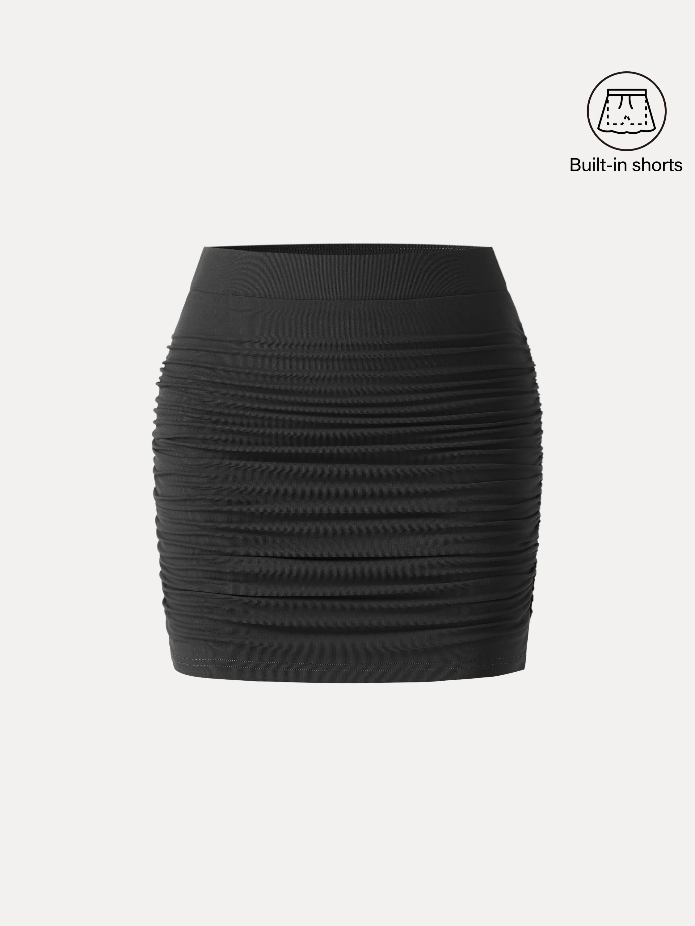 SkinKiss Ruched Pull-On Mini Skirt with Shorts - Image 10