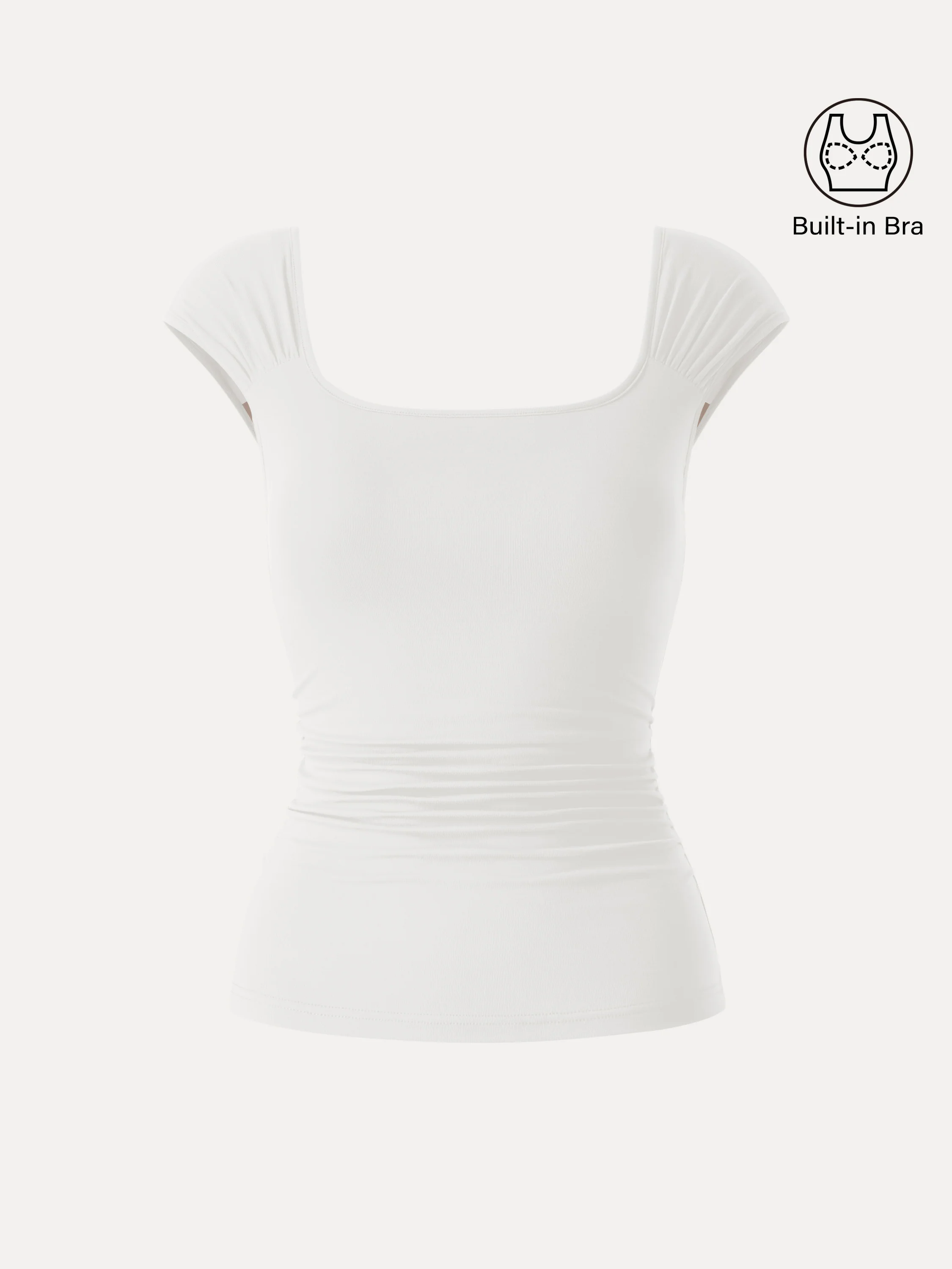 SkinKiss Square Neck Cap Sleeve Ruched Bra Top - Image 10