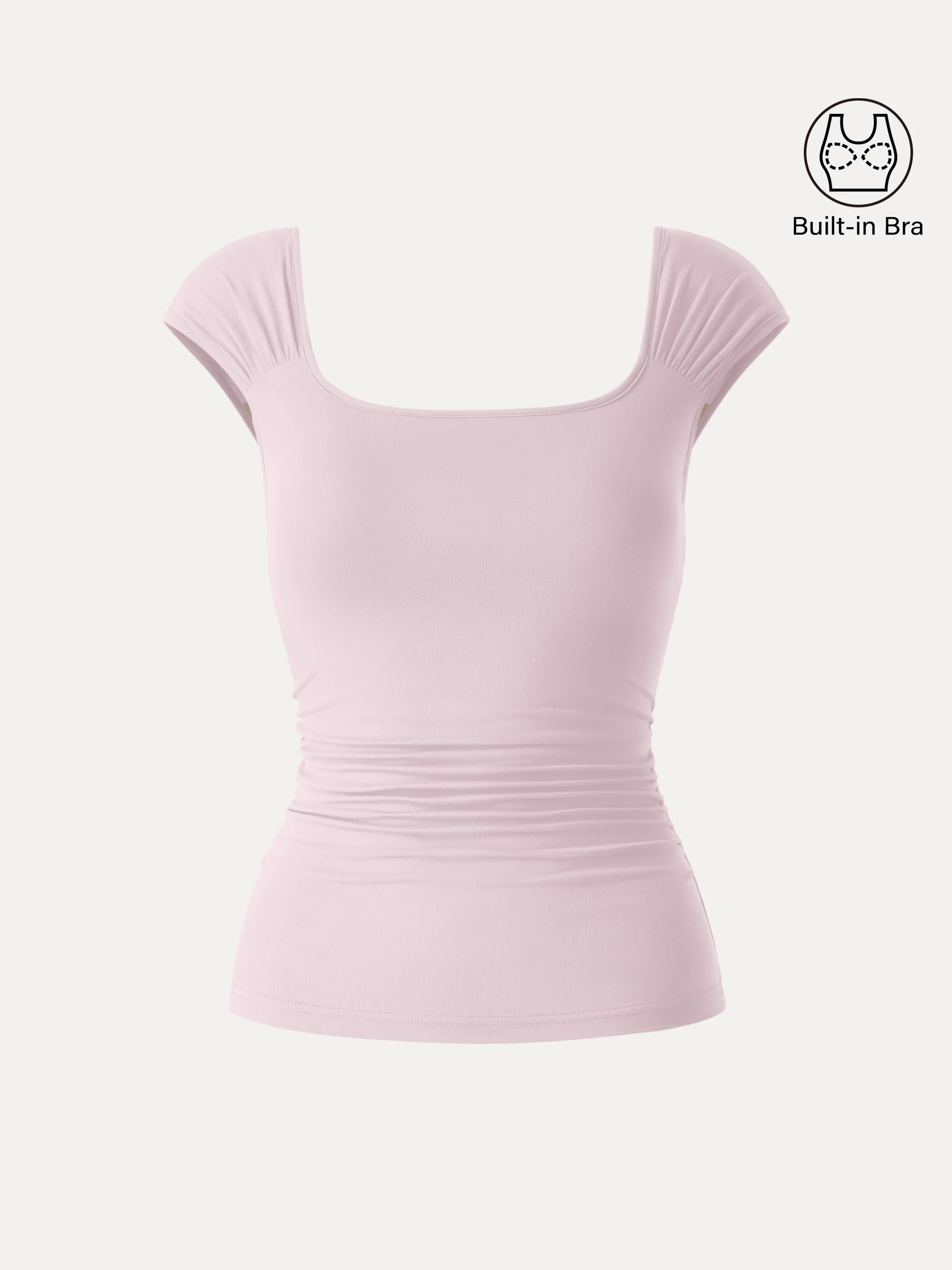 SkinKiss Square Neck Cap Sleeve Ruched Bra Top - Image 12
