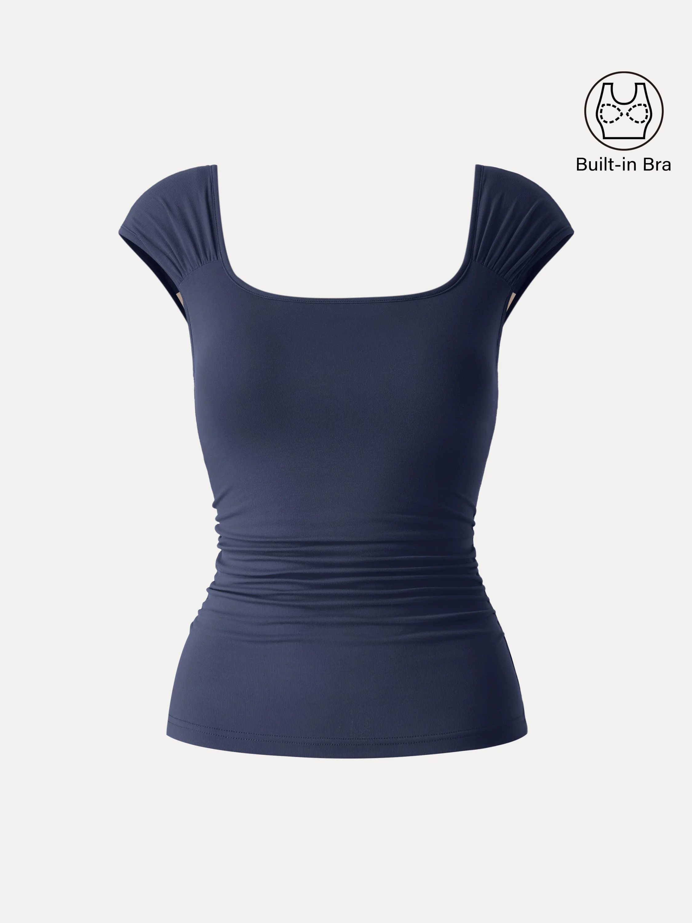 SkinKiss Square Neck Cap Sleeve Ruched Bra Top - Image 13