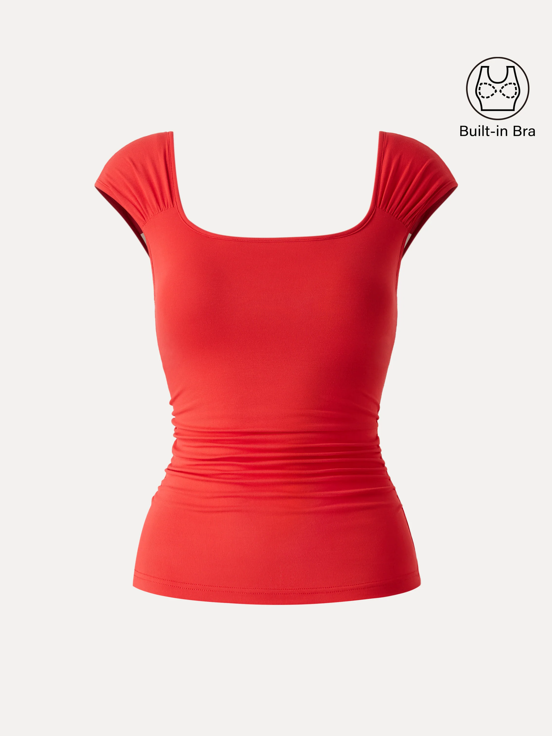 SkinKiss Square Neck Cap Sleeve Ruched Bra Top - Image 9