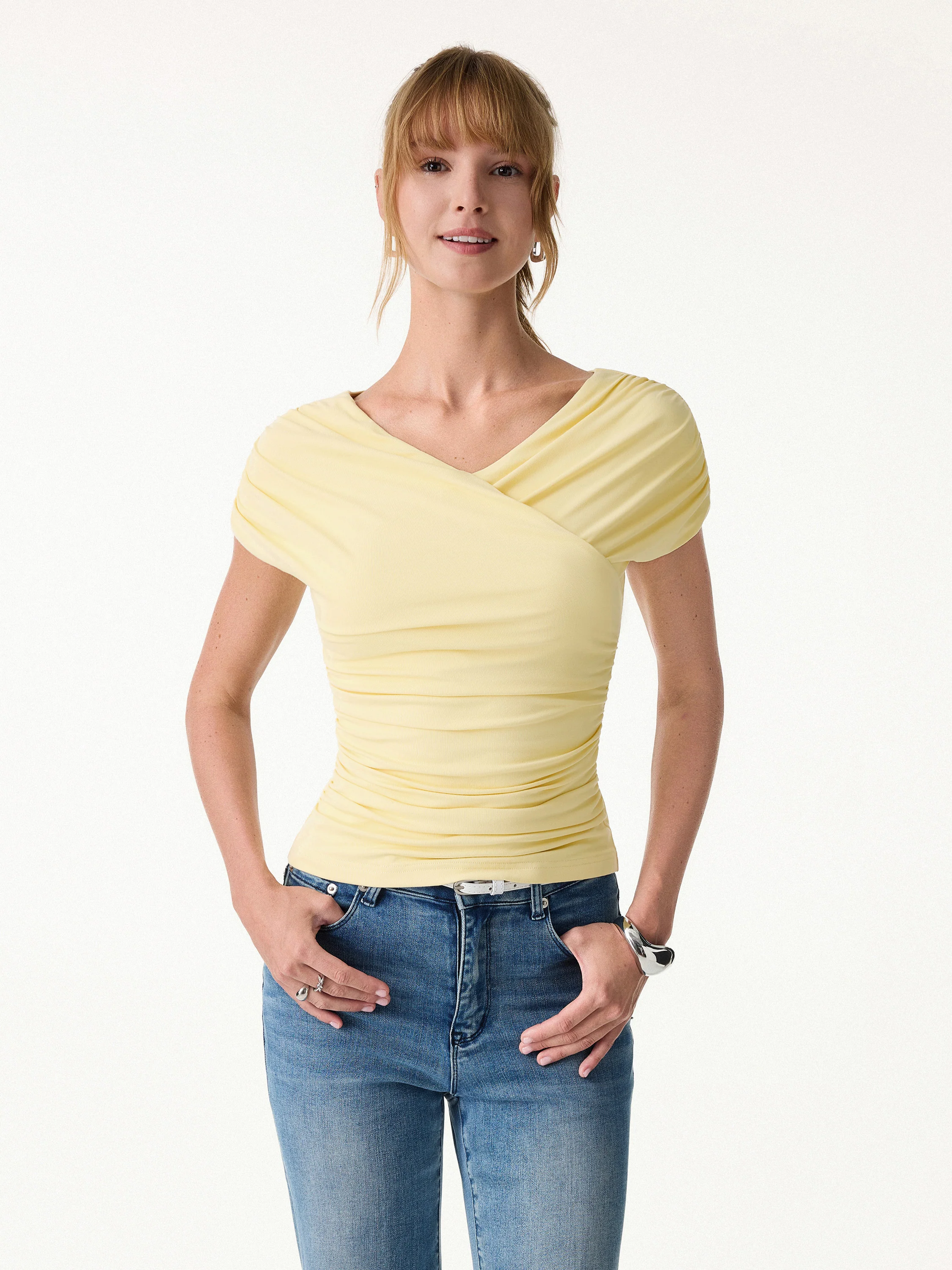 SkinKiss Surplice V-Neck Ruching Bra Top - Image 6