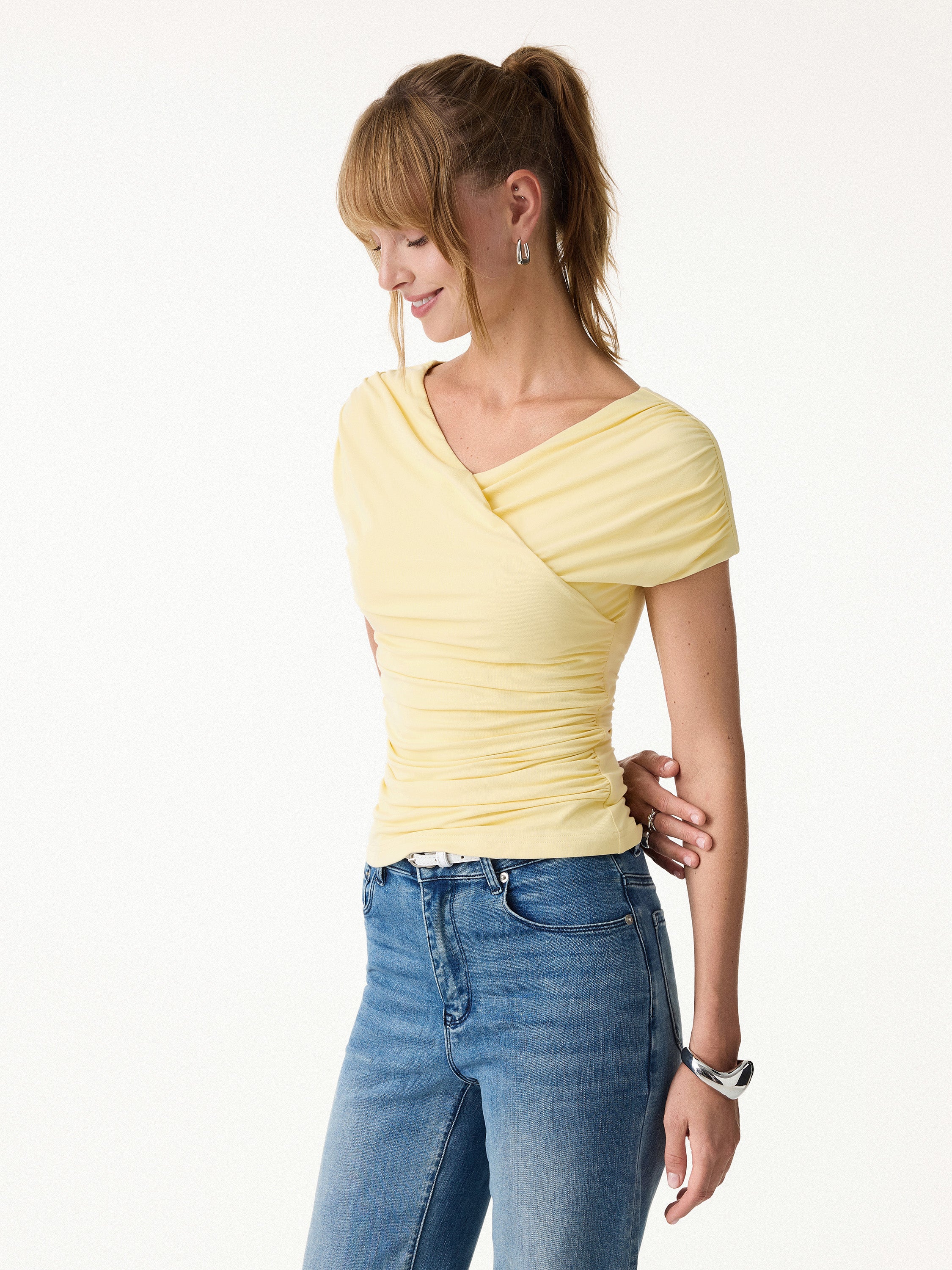 SkinKiss Surplice V-Neck Ruching Bra Top - Image 7