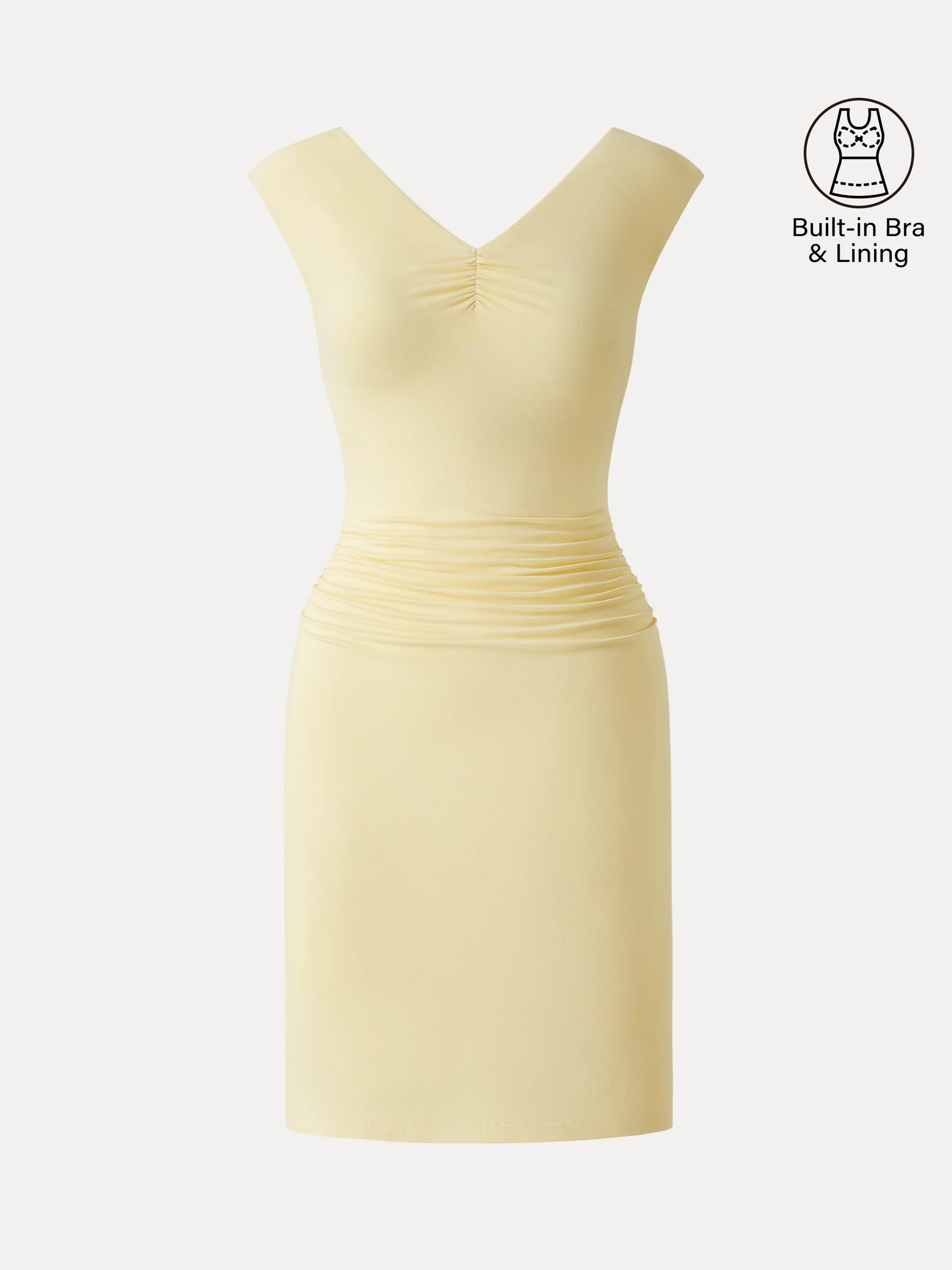 SkinKiss V-Neck Cap Sleeve Ruched Mini Bra Dress - Image 10