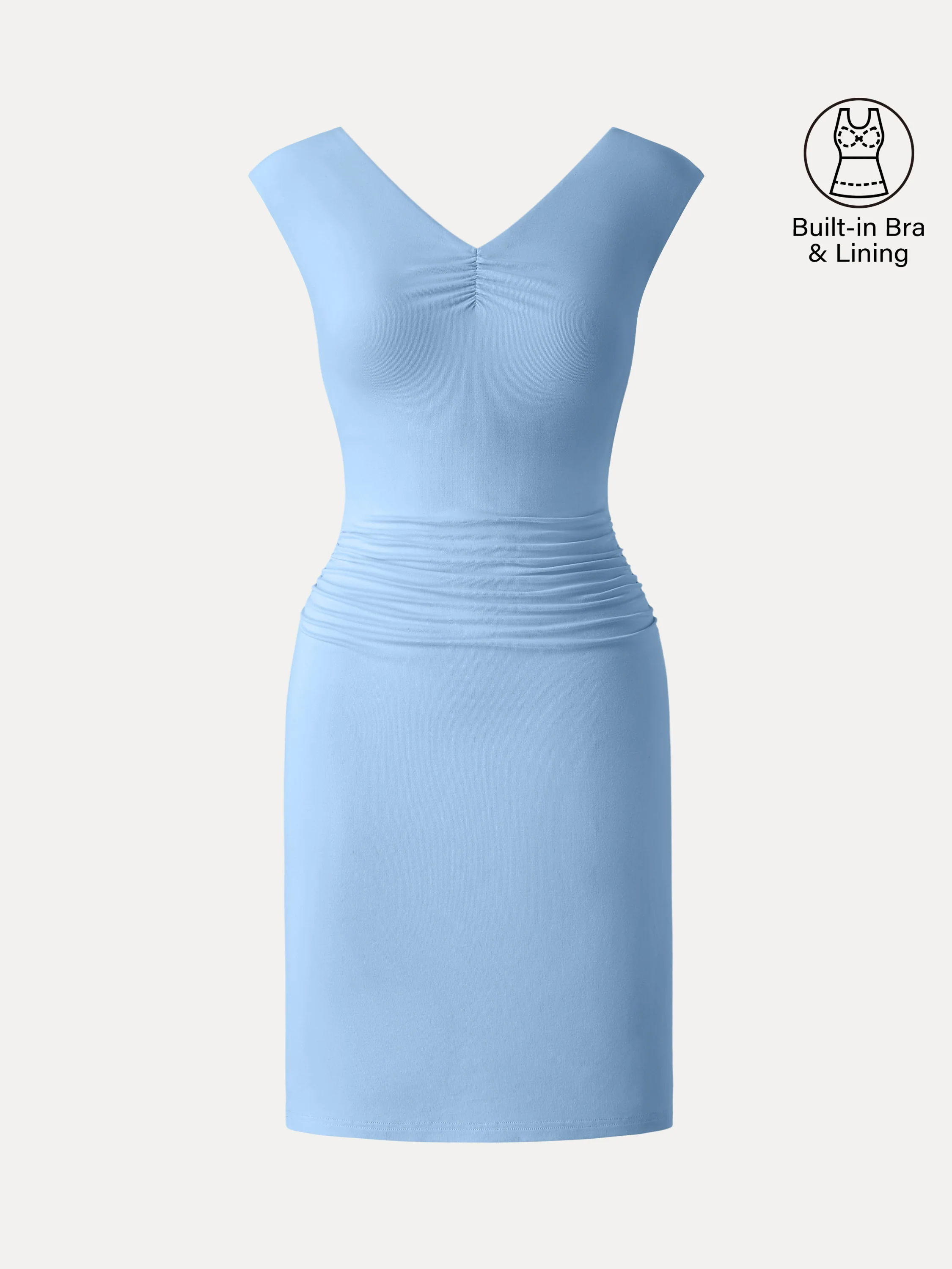 SkinKiss V-Neck Cap Sleeve Ruched Mini Bra Dress - Image 12