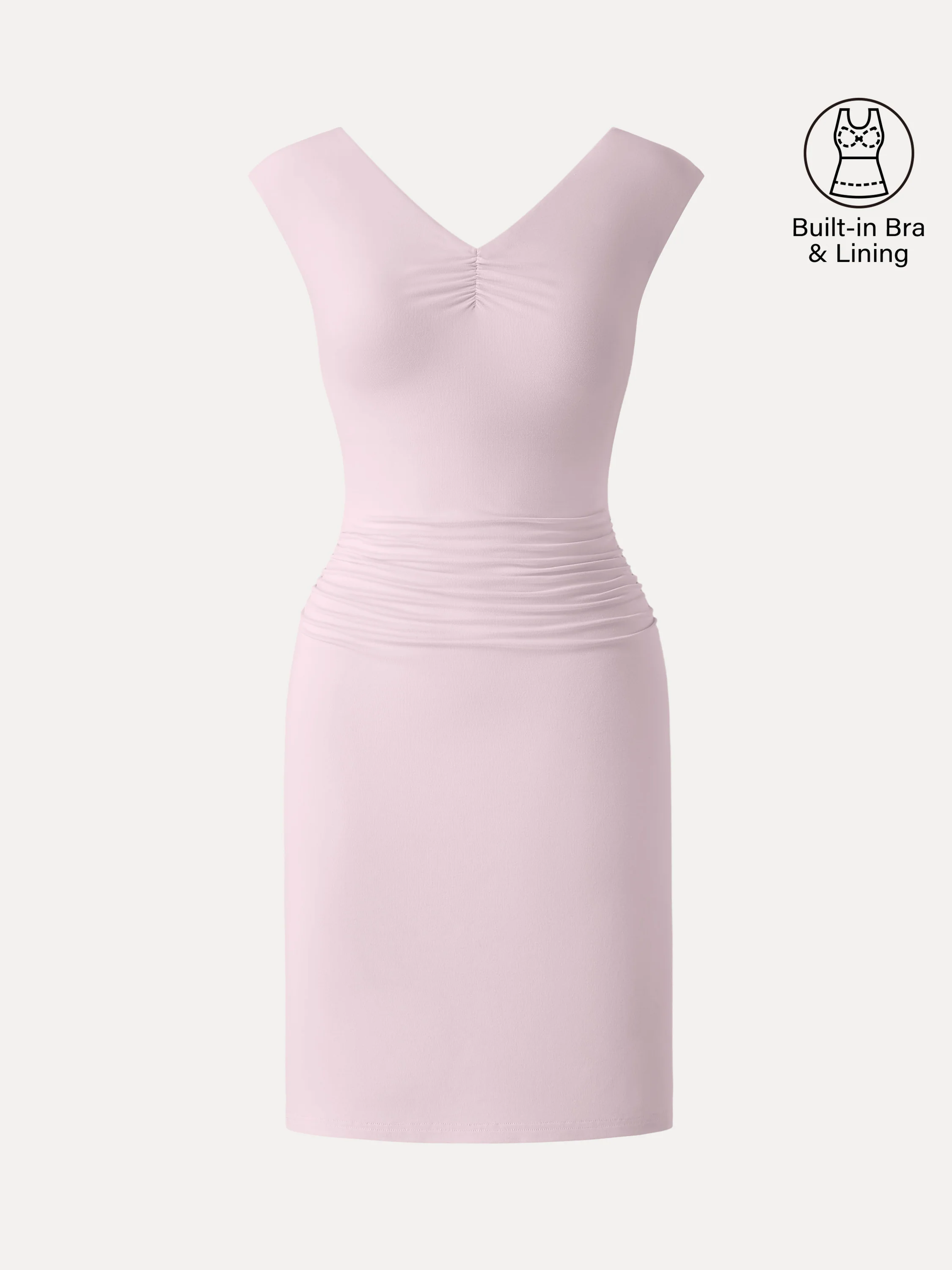 SkinKiss V-Neck Cap Sleeve Ruched Mini Bra Dress - Image 2