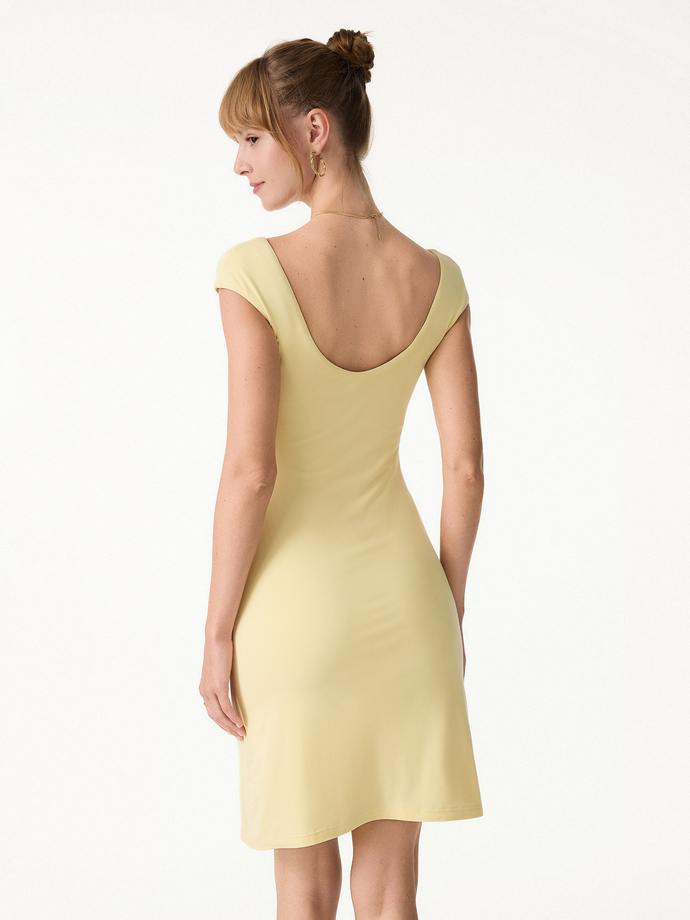 SkinKiss V-Neck Cap Sleeve Ruched Mini Bra Dress - Image 8
