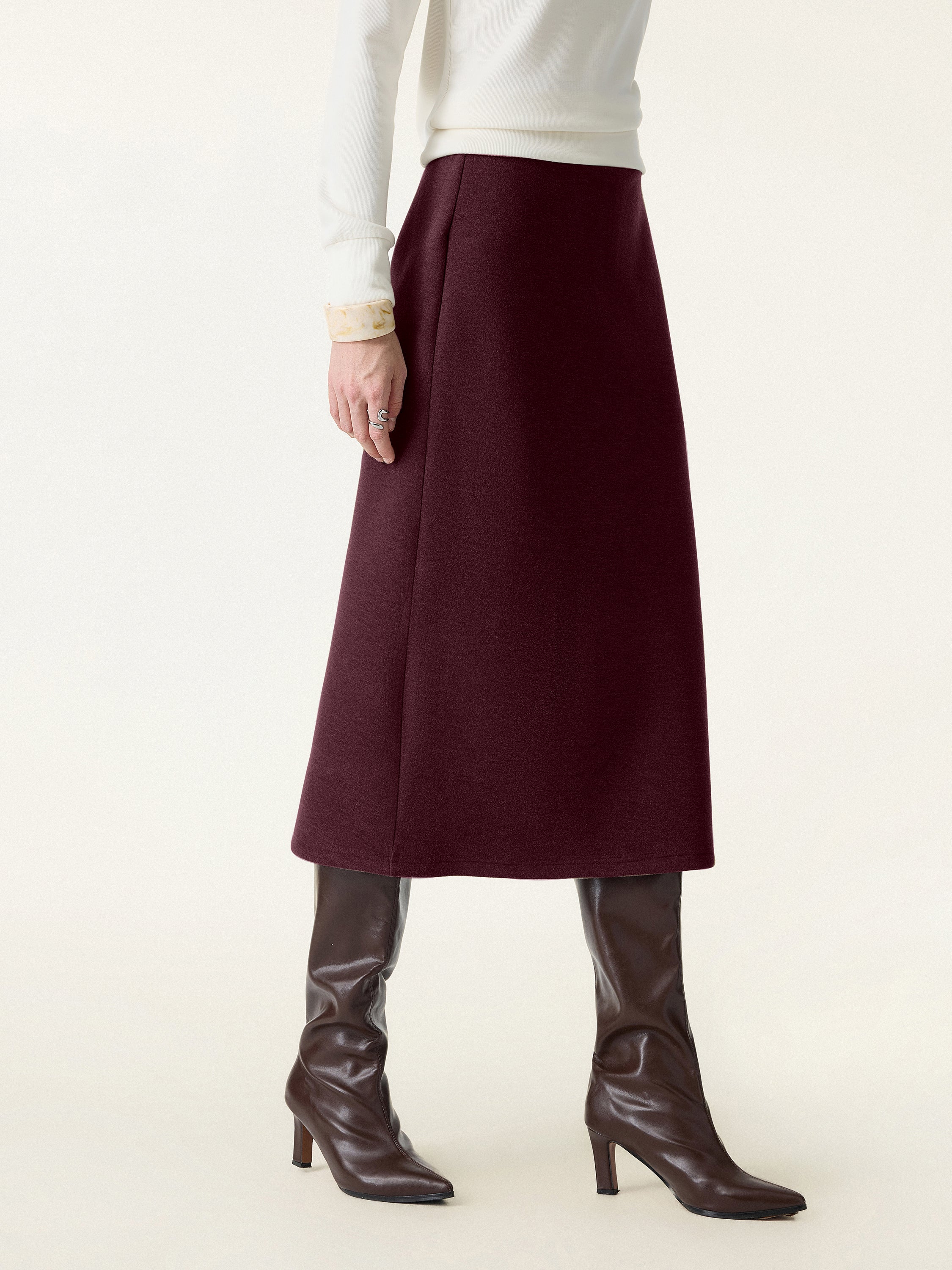 Slimming A-line Pull-on Midi Skirt - Image 13