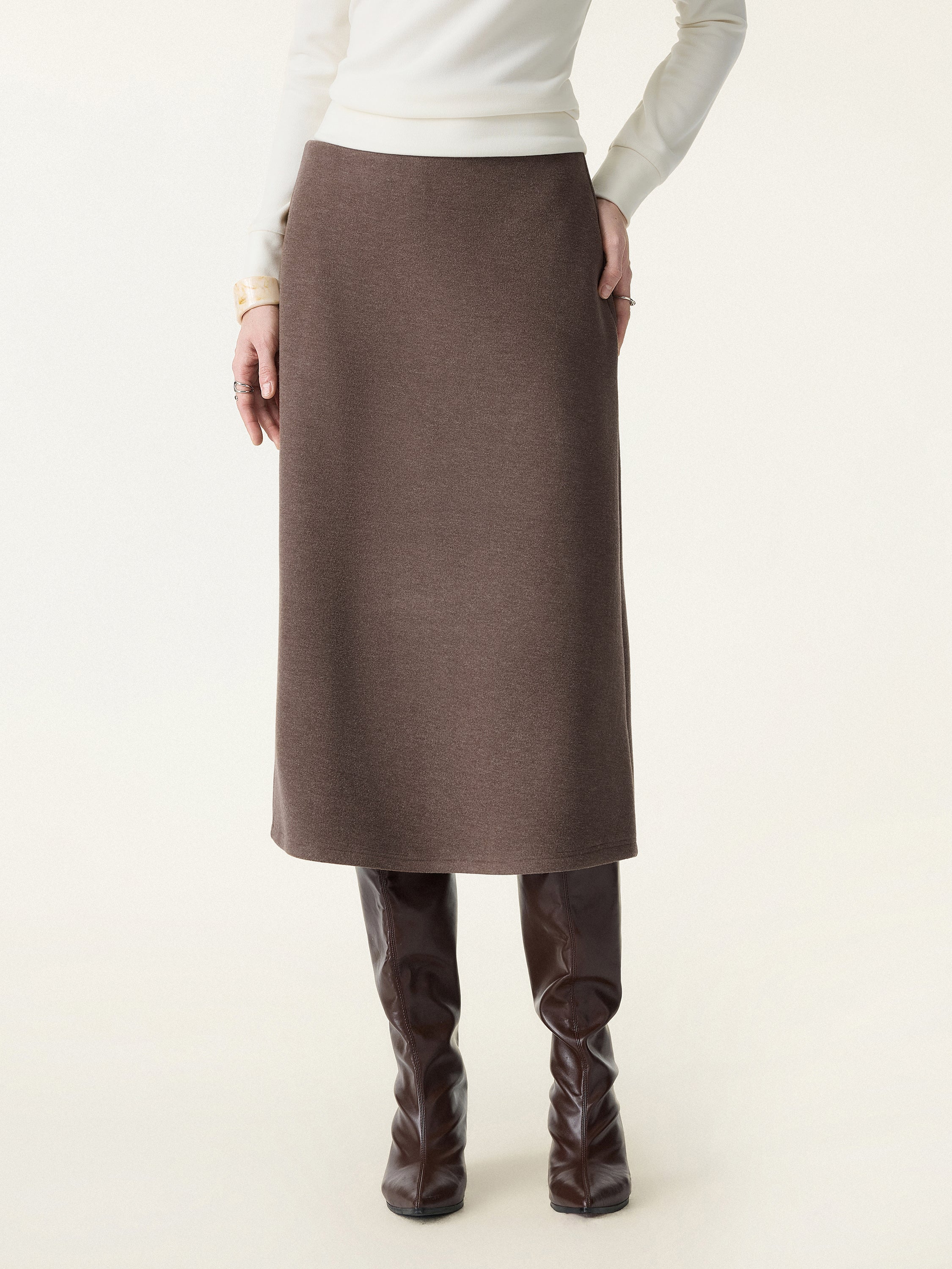 Slimming A-line Pull-on Midi Skirt - Image 4