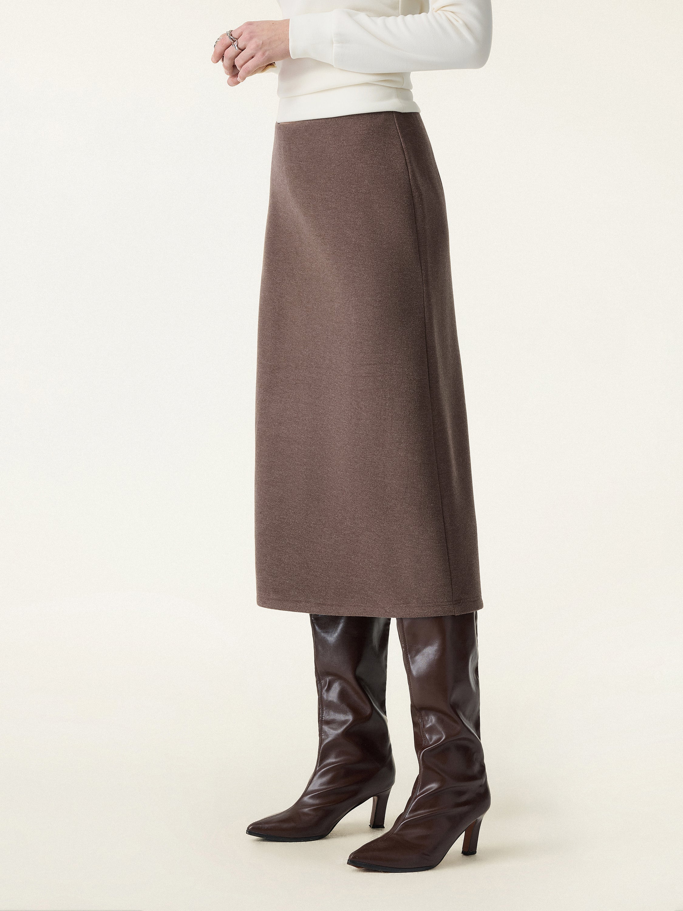 Slimming A-line Pull-on Midi Skirt - Image 6