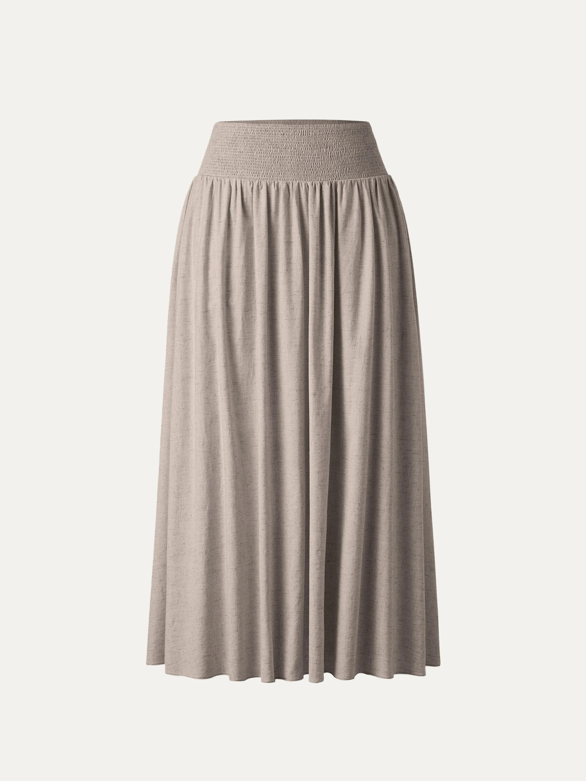 European Linen Smocked Waist Skirt with Pockets - Image 14