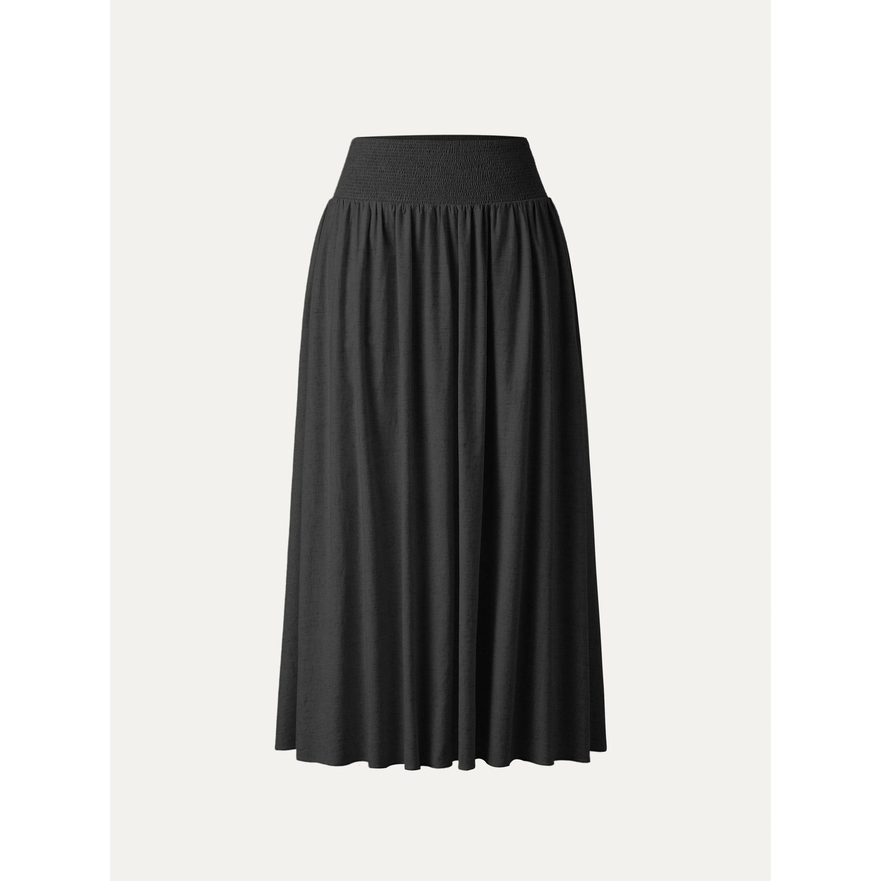European Linen Smocked Waist Skirt with Pockets - Image 16