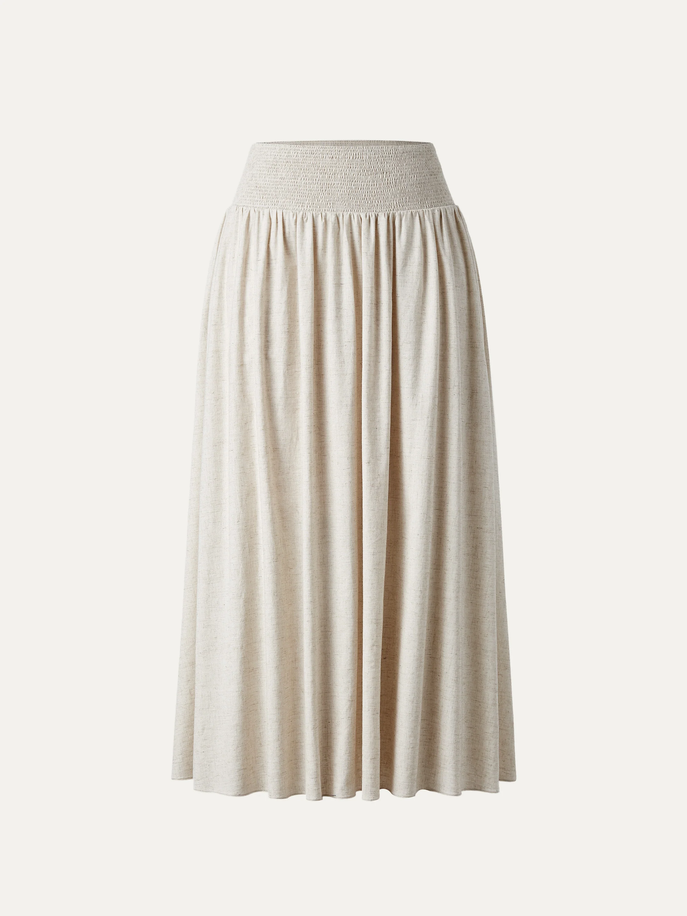 European Linen Smocked Waist Skirt with Pockets - Image 3