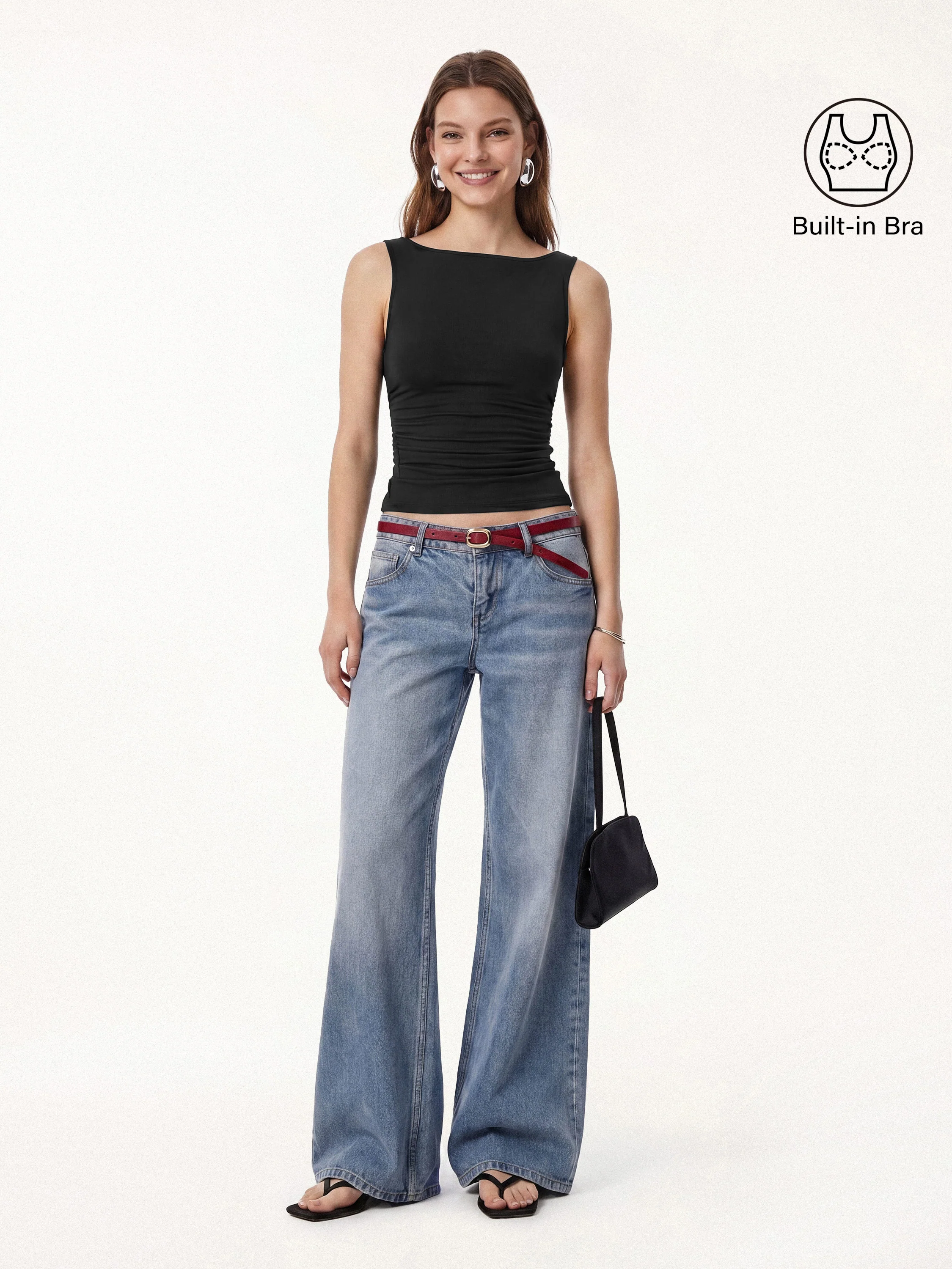 Smooth Boatneck Ruched Bra Top - Image 3