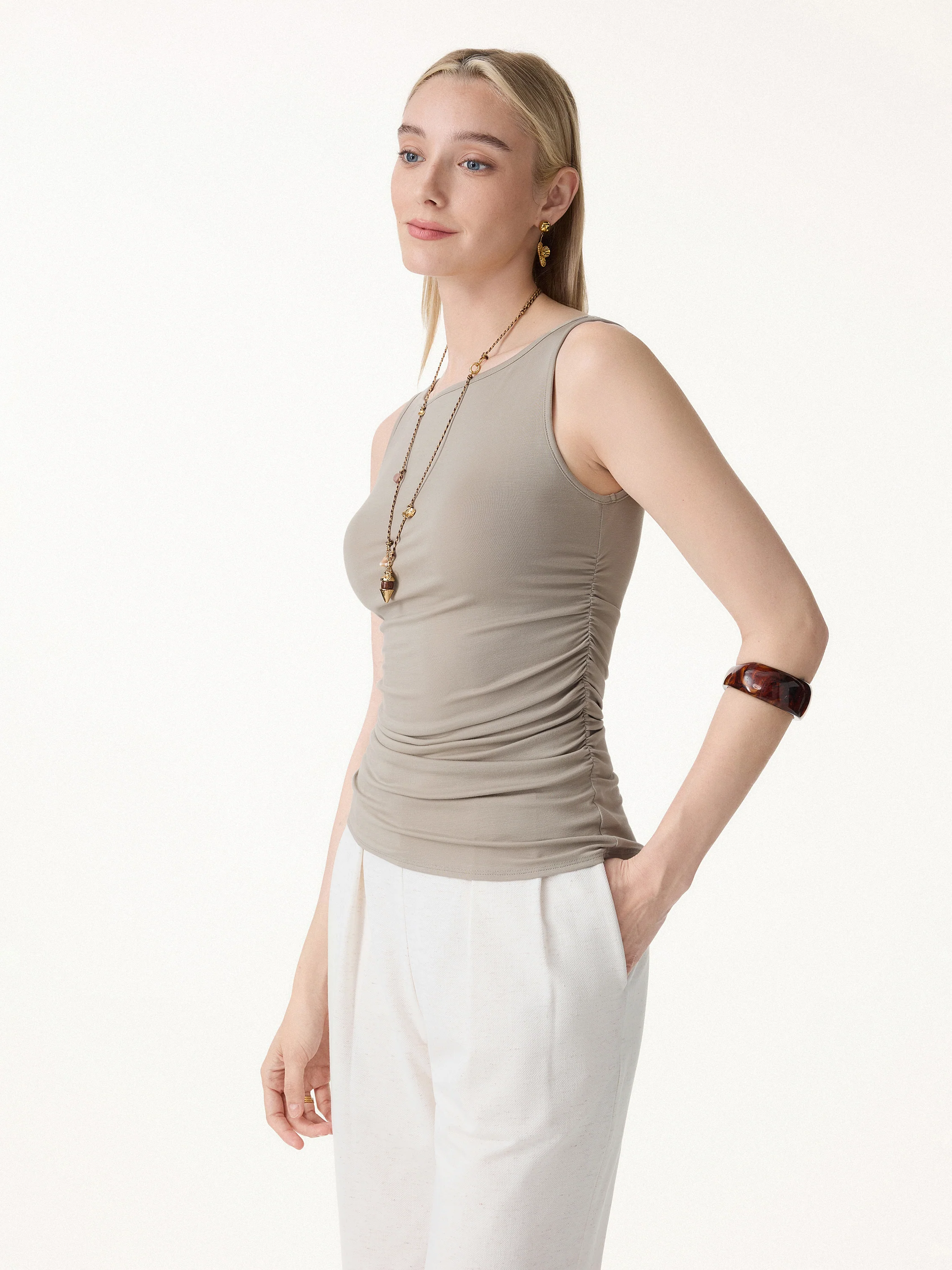Smooth Boatneck Ruched Bra Top - Image 9
