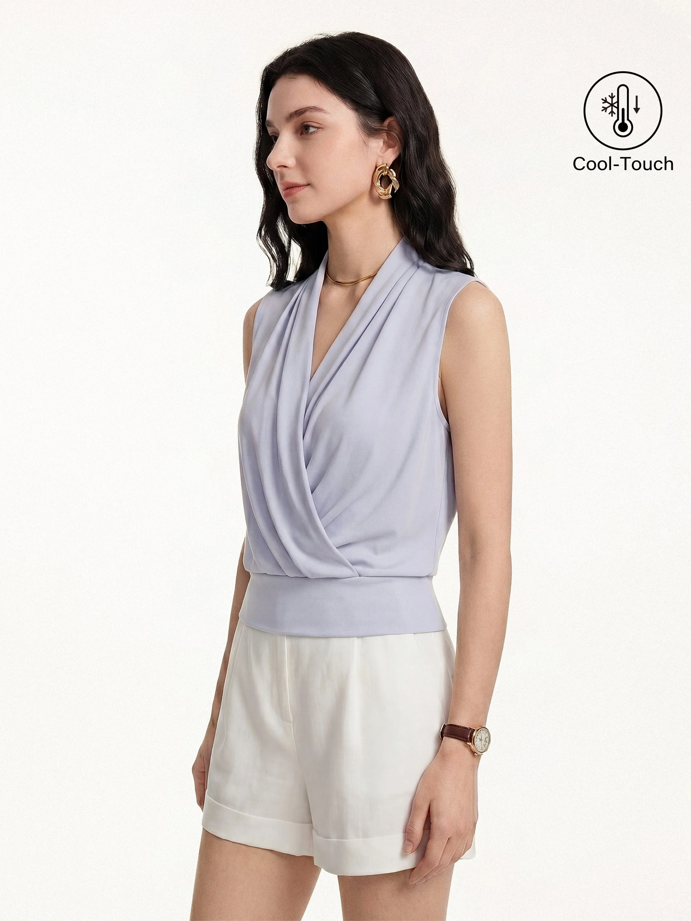 Matte Smooth Smooth Surplice Sleeveless Top - Image 18