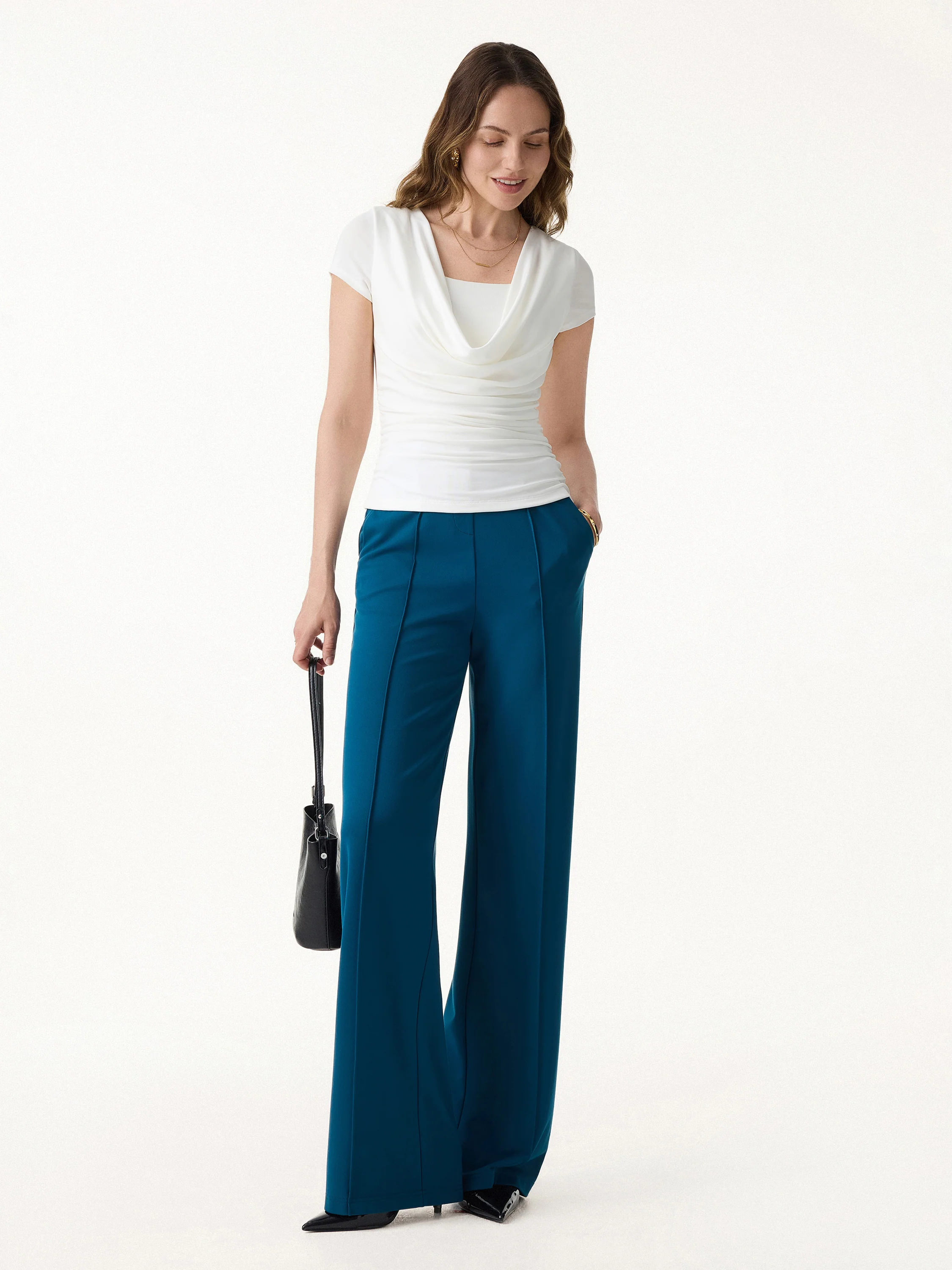 Smoothing Cowl Neck Ruched Bra Top - Image 5