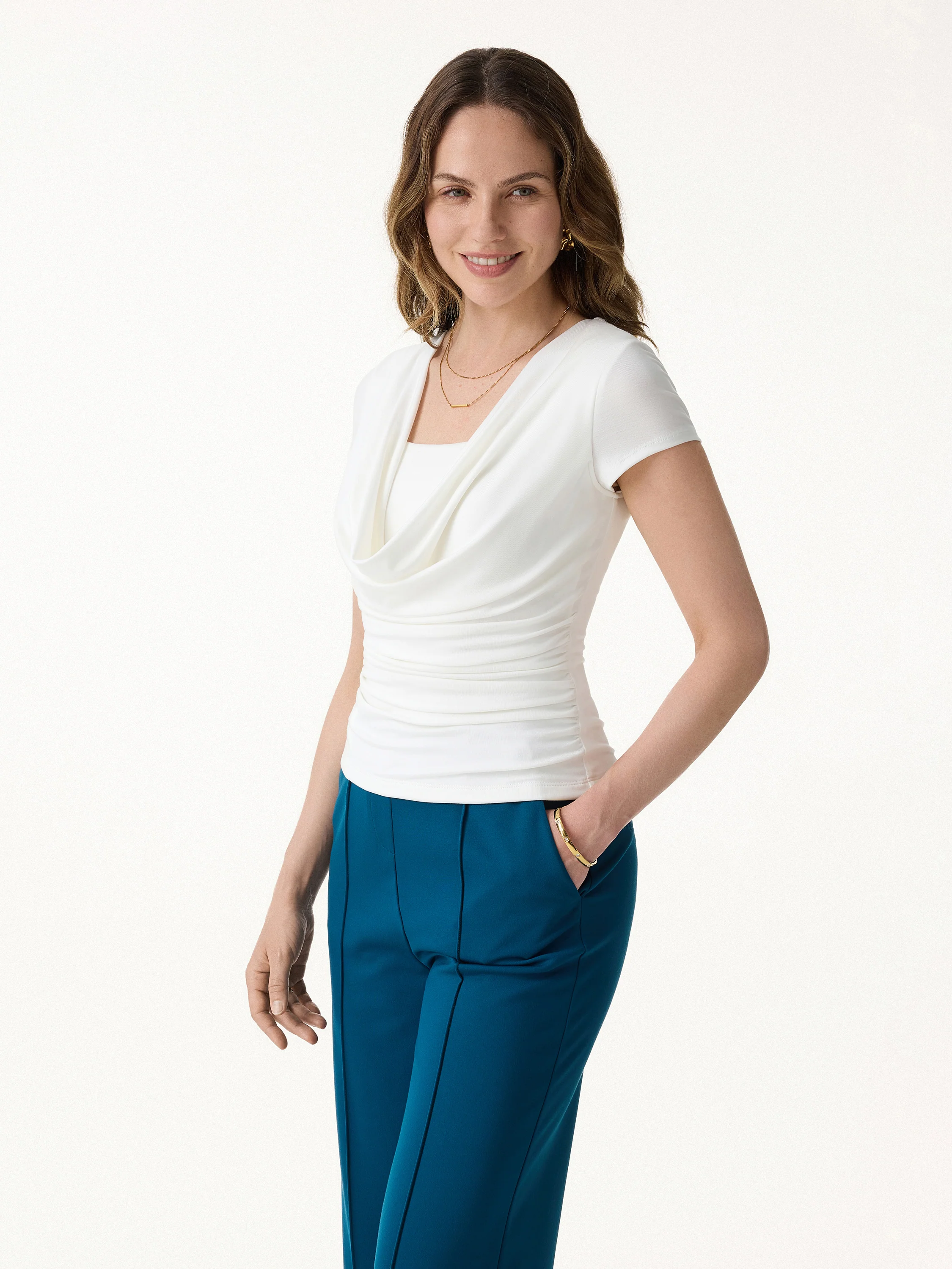 Smoothing Cowl Neck Ruched Bra Top - Image 6