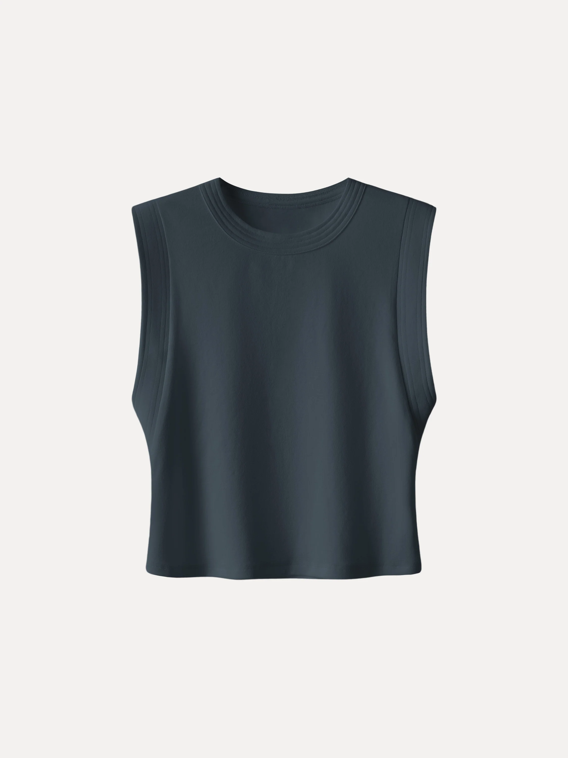 Soft Cotton Lyocell Cropped Wide Shoulder Tank - Image 11