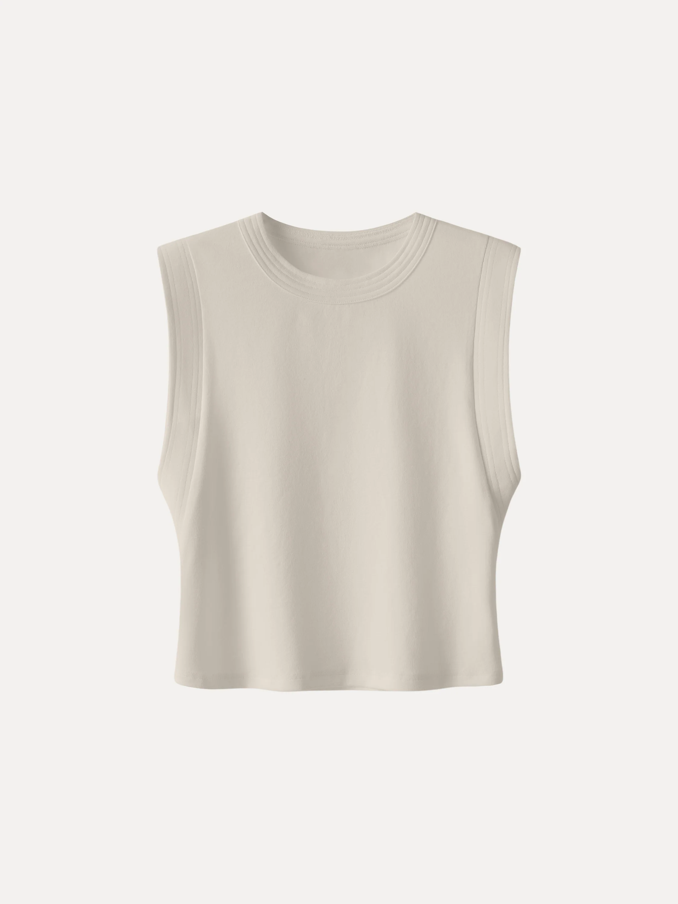 Soft Cotton Lyocell Cropped Wide Shoulder Tank - Image 17