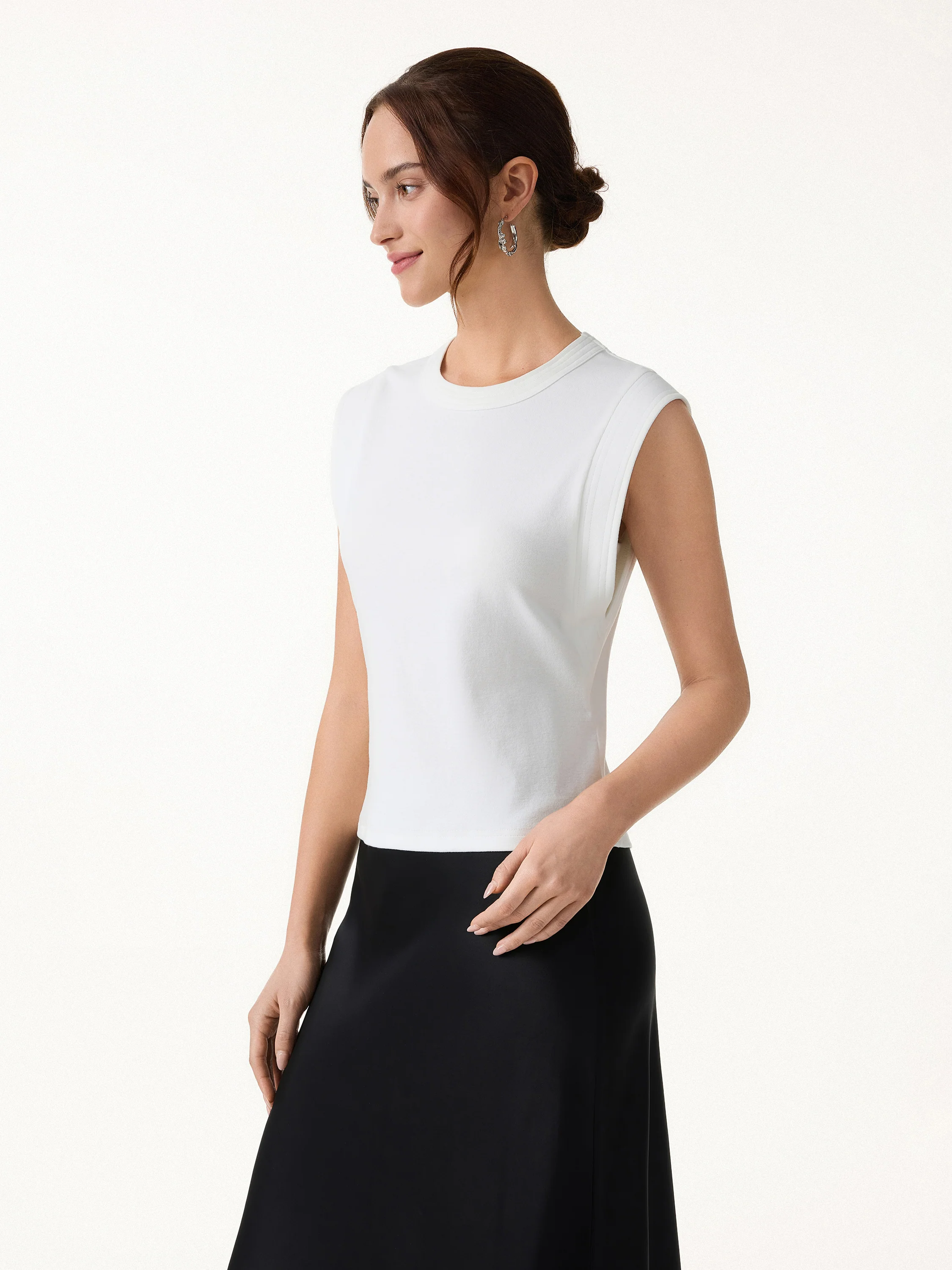 Soft Cotton Lyocell Cropped Wide Shoulder Tank - Image 6
