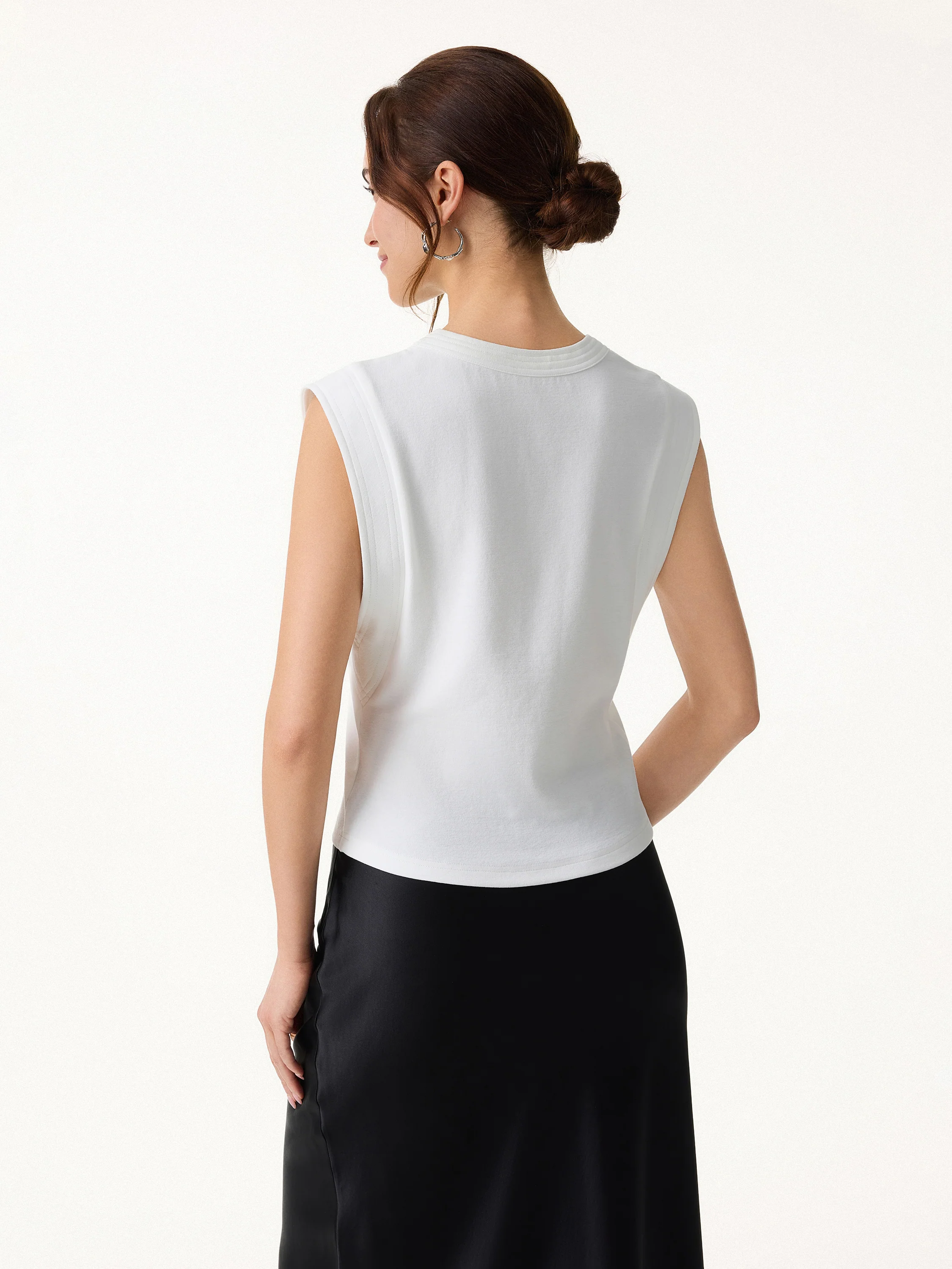 Soft Cotton Lyocell Cropped Wide Shoulder Tank - Image 7