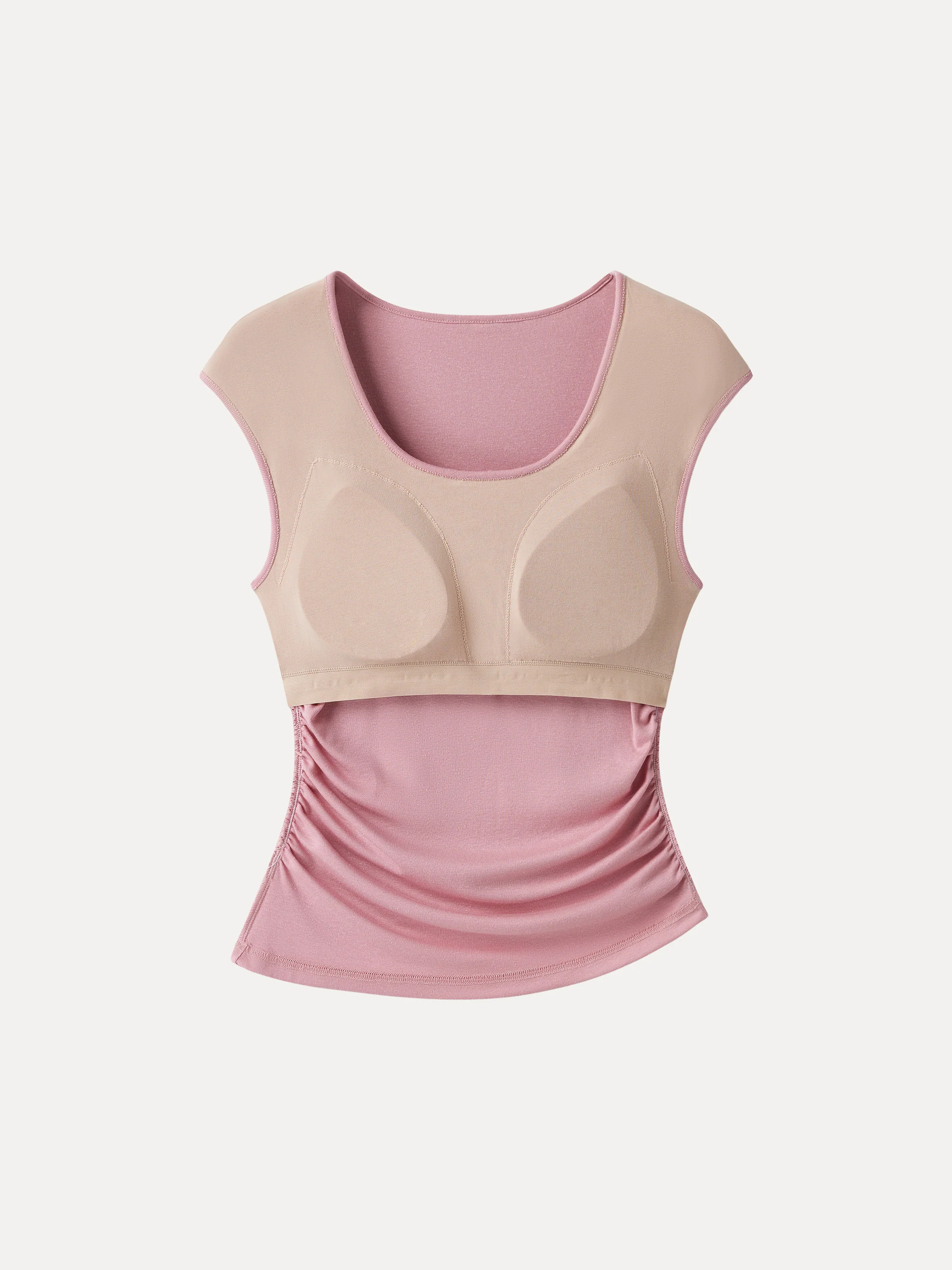 Soft Linen Knit Scoop Neck Ruched Bra Top - Image 11