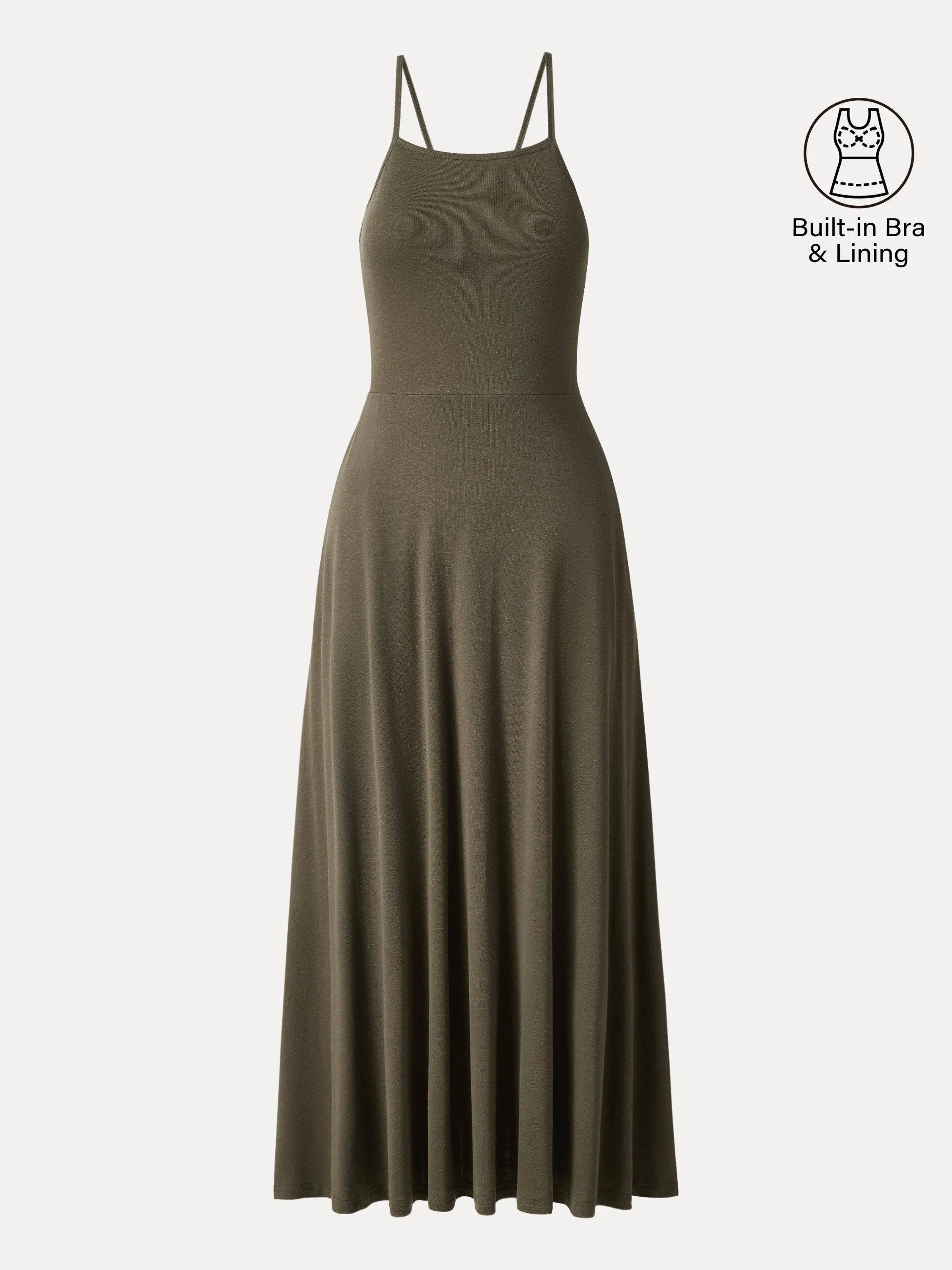 Soft Linen Knit Spaghetti Midi Bra Dress - Image 11